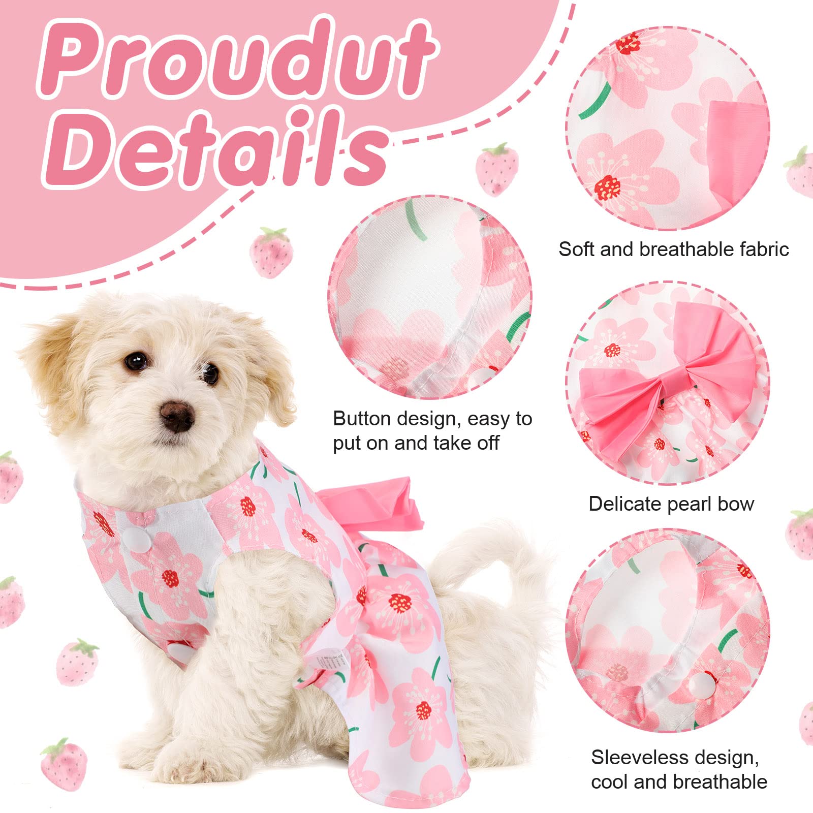 5 Pieces Cute Dog Dress Summer Pet Puppy Clothes Soft And Comfortable Pet Dog Dresses With Bow Knot For Small Pets, 5 Styles (Large)