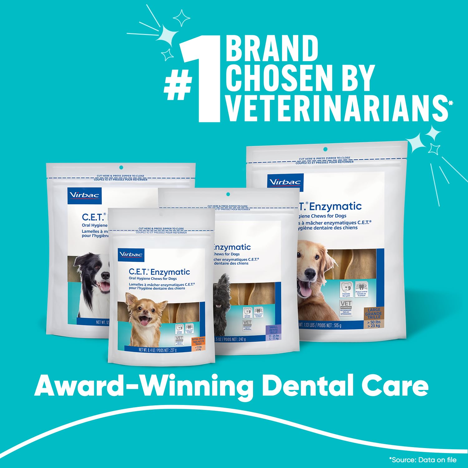 C.E.T. Enzymatic Oral Hygiene Chews for Dogs - Plaque & Tartar Control - Single Layer Beefhide with Exclusive Dual-Enzyme System