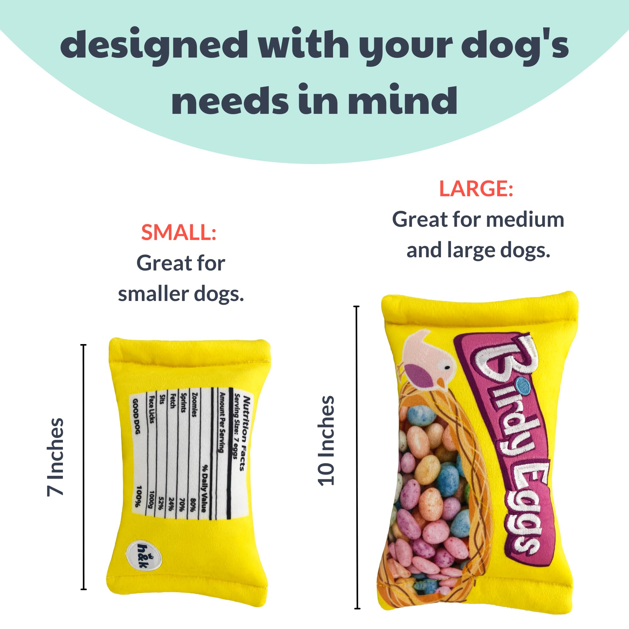 Huxley & Kent For Dogs - Birdy Eggs (Large) - Easter/Spring Funny Dog Toy - Power Plush Funny Dog Toy With Squeaker - Fun, Durab