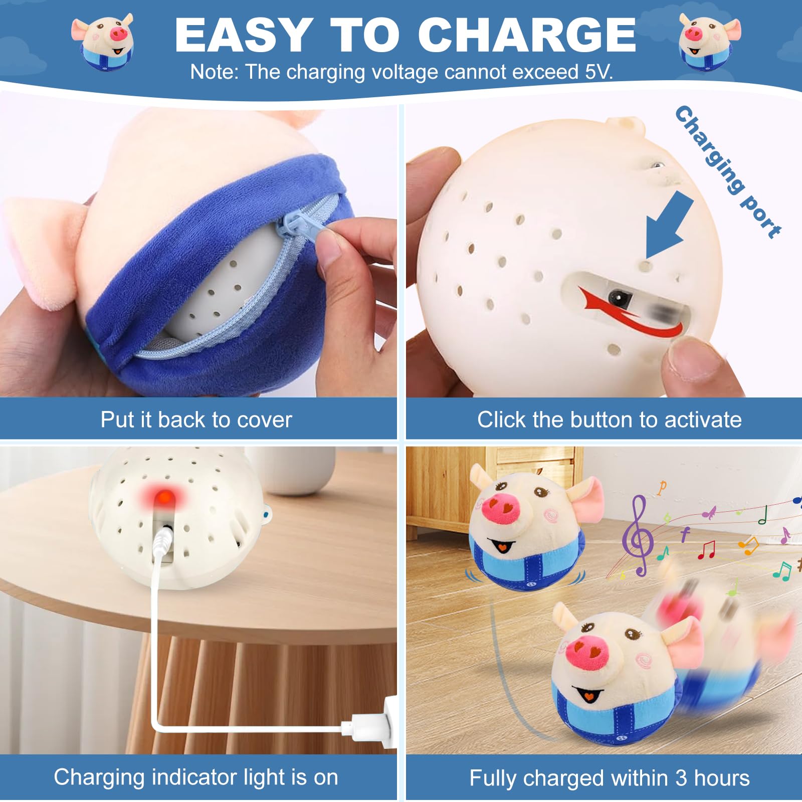 Interactive Dog Toys, Remote Control Dog Toy, Rechargeable Automatic Moving Toy Ball, Moving Toys For Large Dogs, Talking Squeak