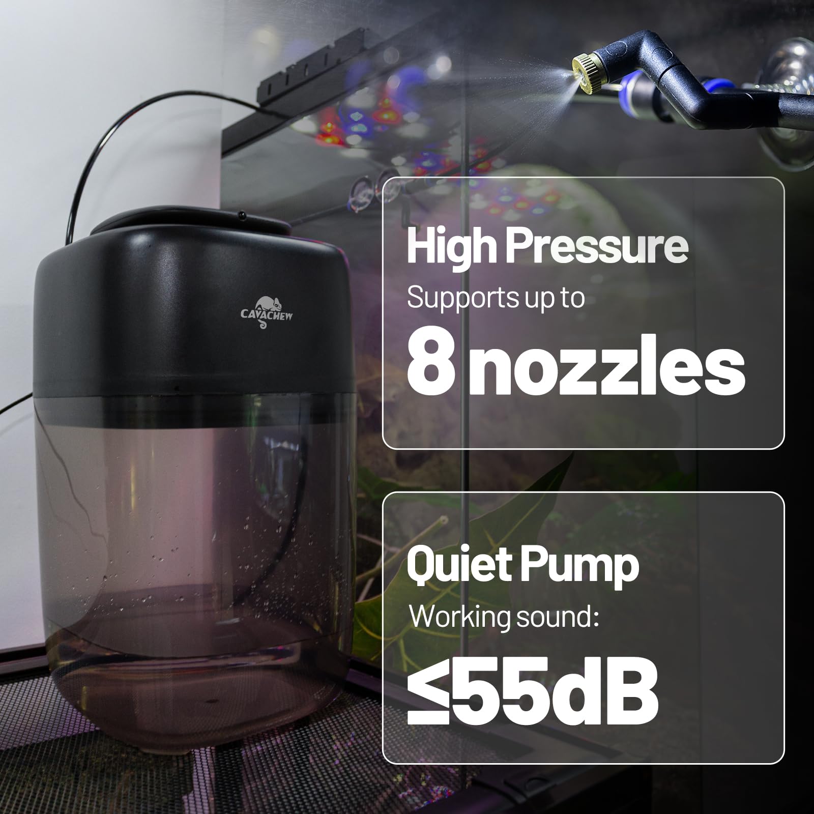 Cavachew 10L Reptile Mister With 4Pcs Nozzles, High Pressure Reptile Mister System With Timer, Automatic Mister Fogger For Repti
