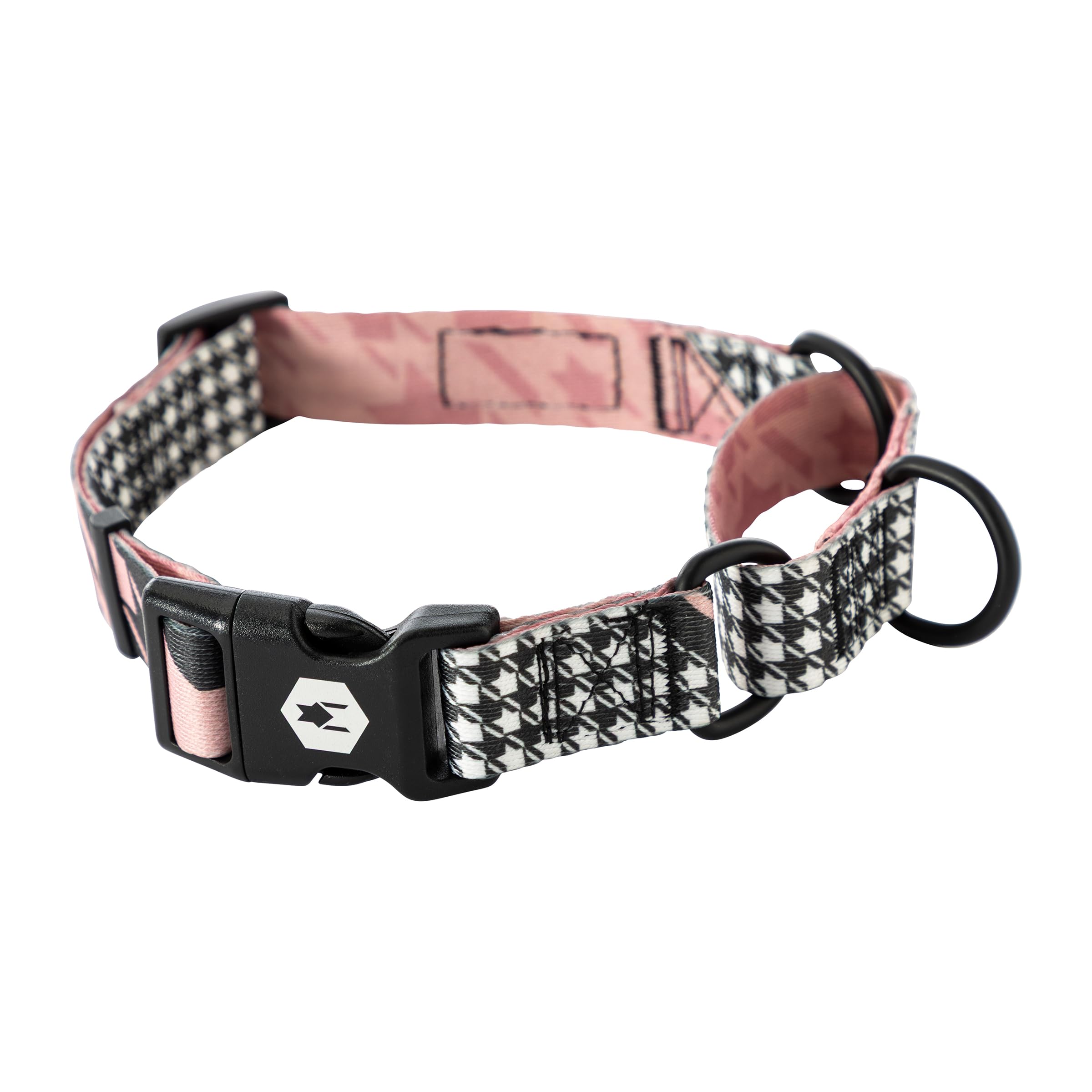 Wolfgang Heavy Duty Martingale Dog Collar With Quick Release Nylon Buckle For Walking & Training, Houndspink Print, Medium