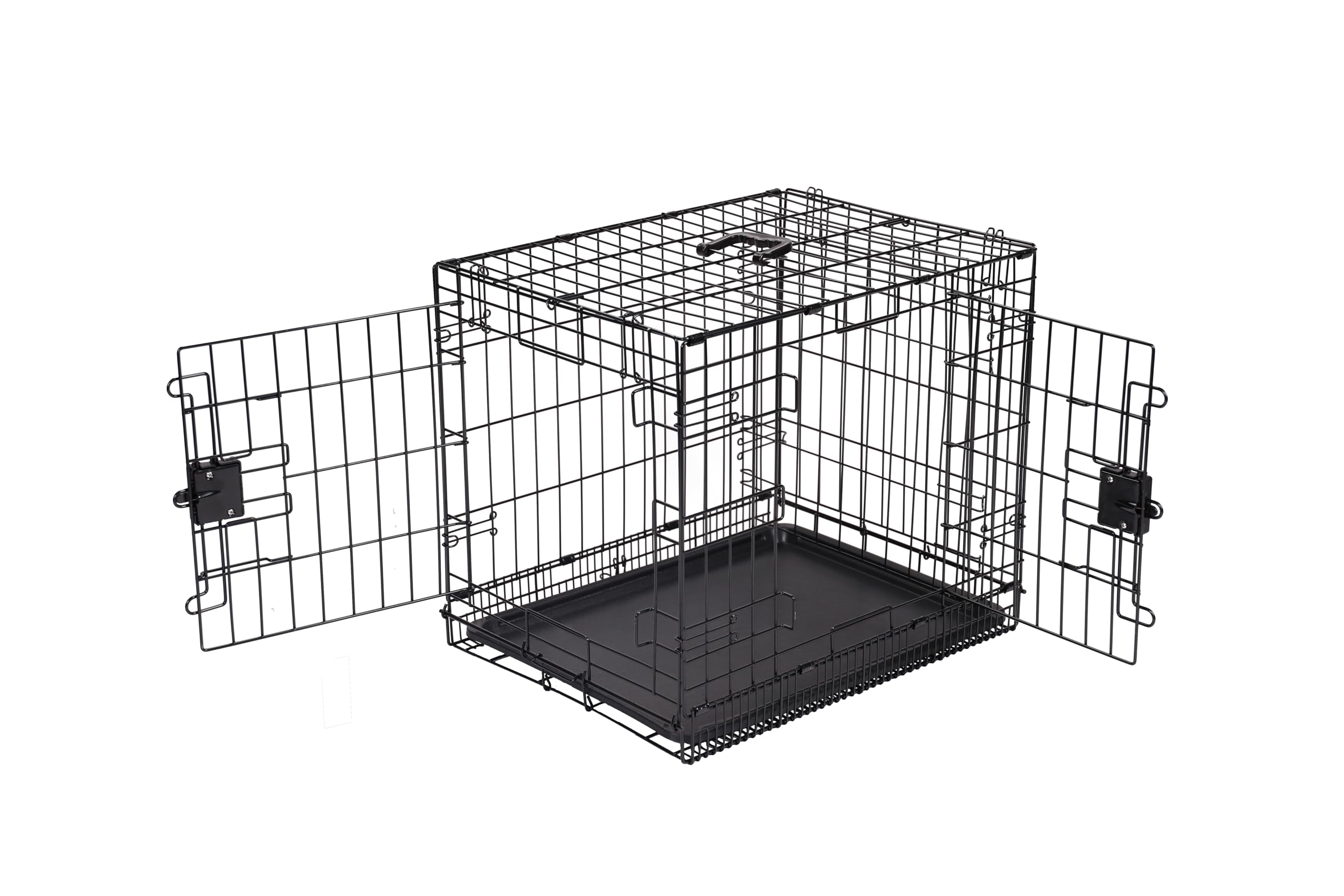 Amazon Basics Durable,Foldable Metal Wire Dog Crate With Tray, Double Door, Divider, 24 X 18 X 20 In, Black
