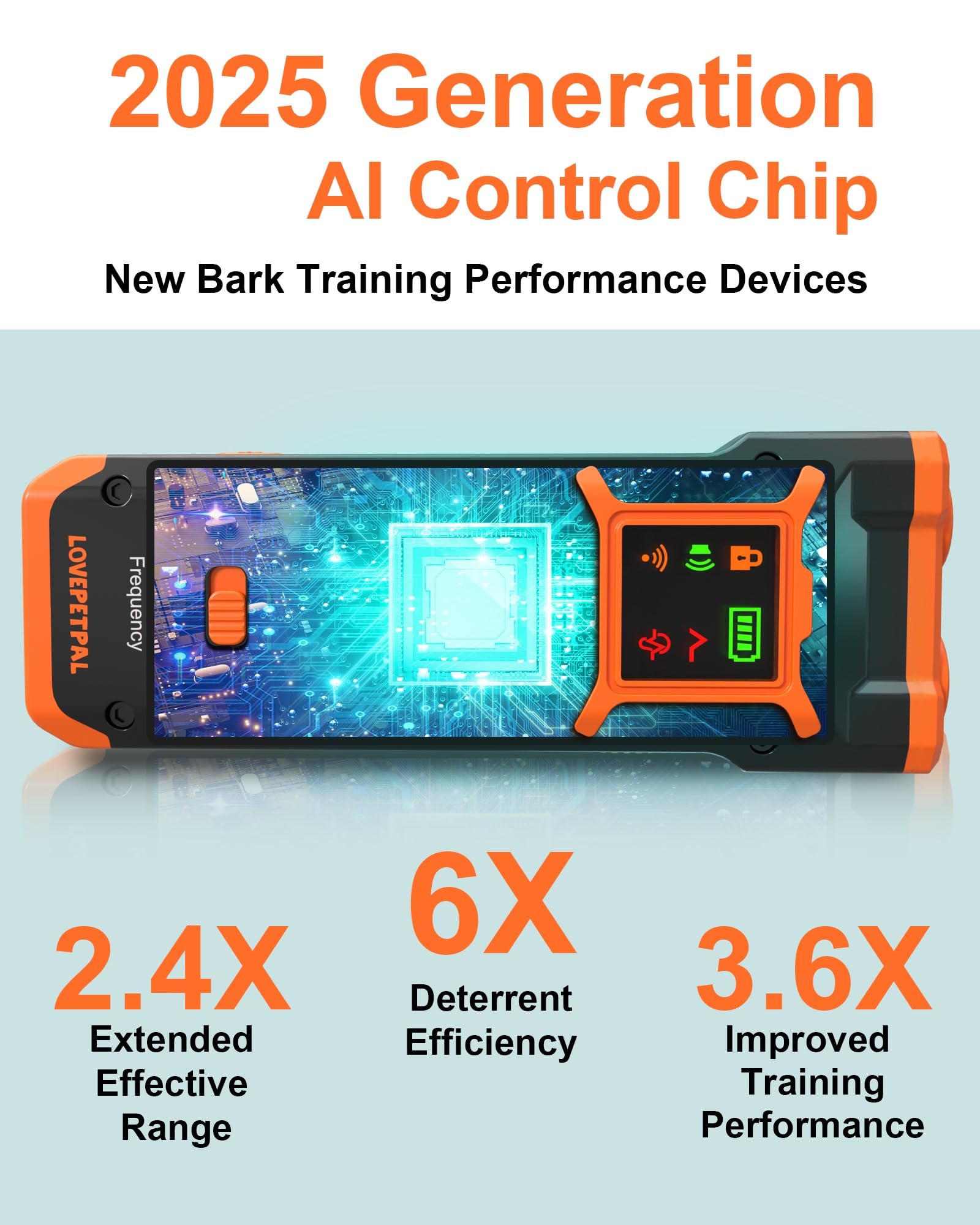 LOVEPETPAL 2025 Dog Training Bark Deterrent Device - M, Orange, Anti-Barking with HD Display & LED Flashlight, Ultrasonic Stopper