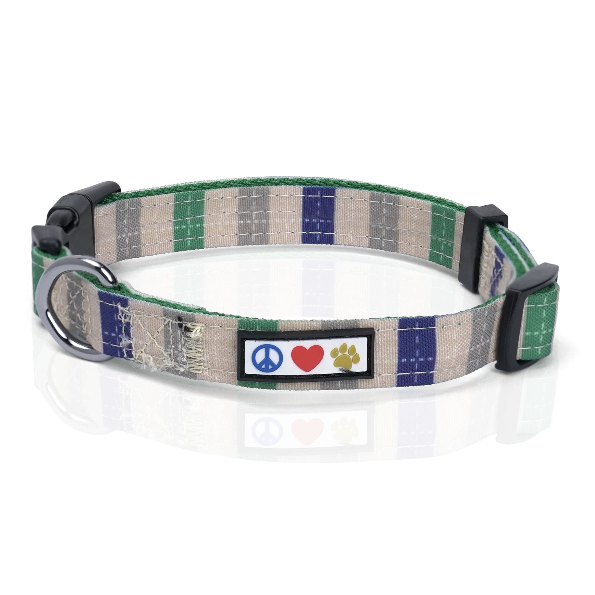 Pawtitas Multicolor Dog Collar Puppy Collar Pet Collar Multicolor Dog Collar Extra Small Dog Collar Grey/Beige/Blue/Green Dog Collar