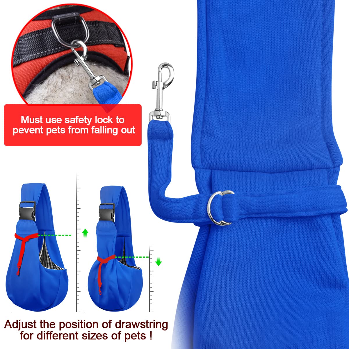 Tomkas Dog Sling Carrier For Small Dogs - Royal Blue, Adjustable Strap & Zipper Pocket, Up To 10 Lbs. Perfect Puppy Carrier For