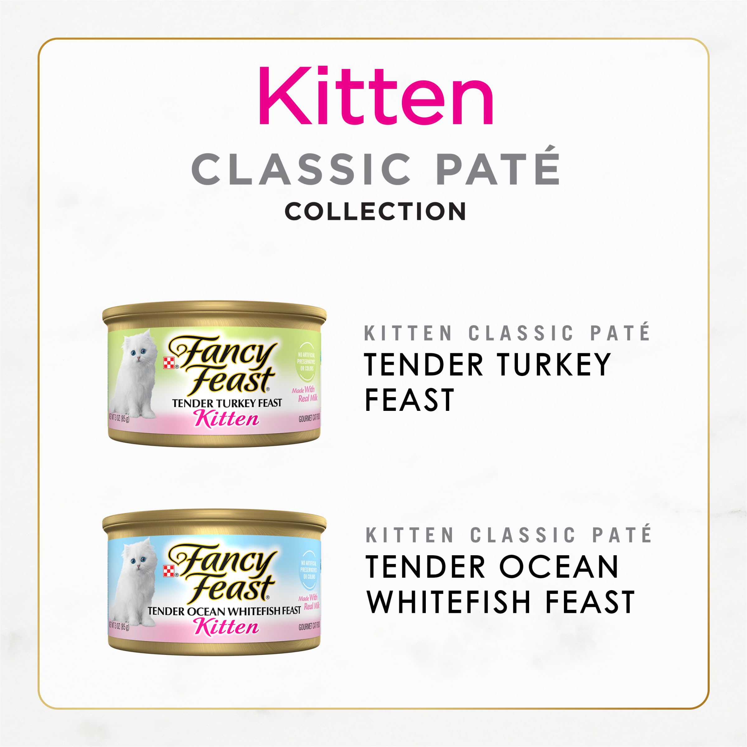 Purina Fancy Feast Kitten Tender Ocean Whitefish Feast and Tender Turkey Feast Wet Kitten Food Variety Pack - (2 Packs of 12) 3