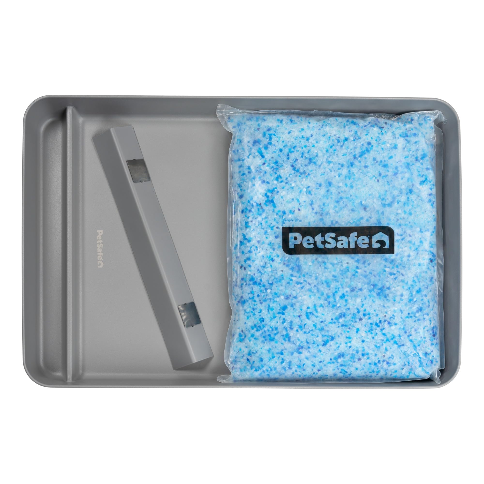 Official Petsafe Scoopfree Stainless Steel Reusable Tray - Includes 4.3 Lb. Of Premium Non-Clumping Crystal Cat Litter, Fresh Sc
