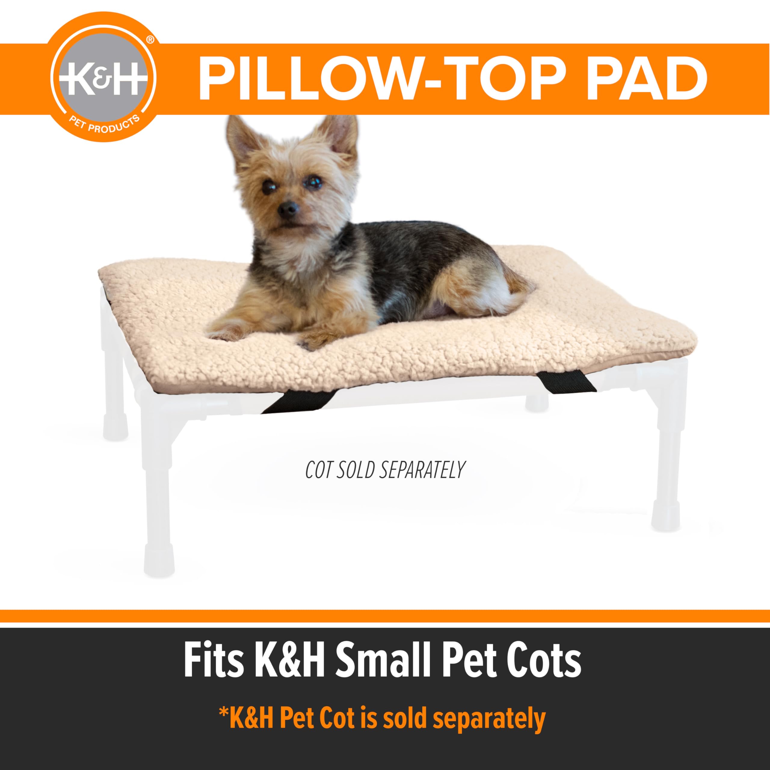 K&H Pet Products Dog Cot Pad (Cot Sold Separately), Pillow-Top Comfort Bed for K&H Small Elevated Dog Beds, Soft & Fluffy, Secur