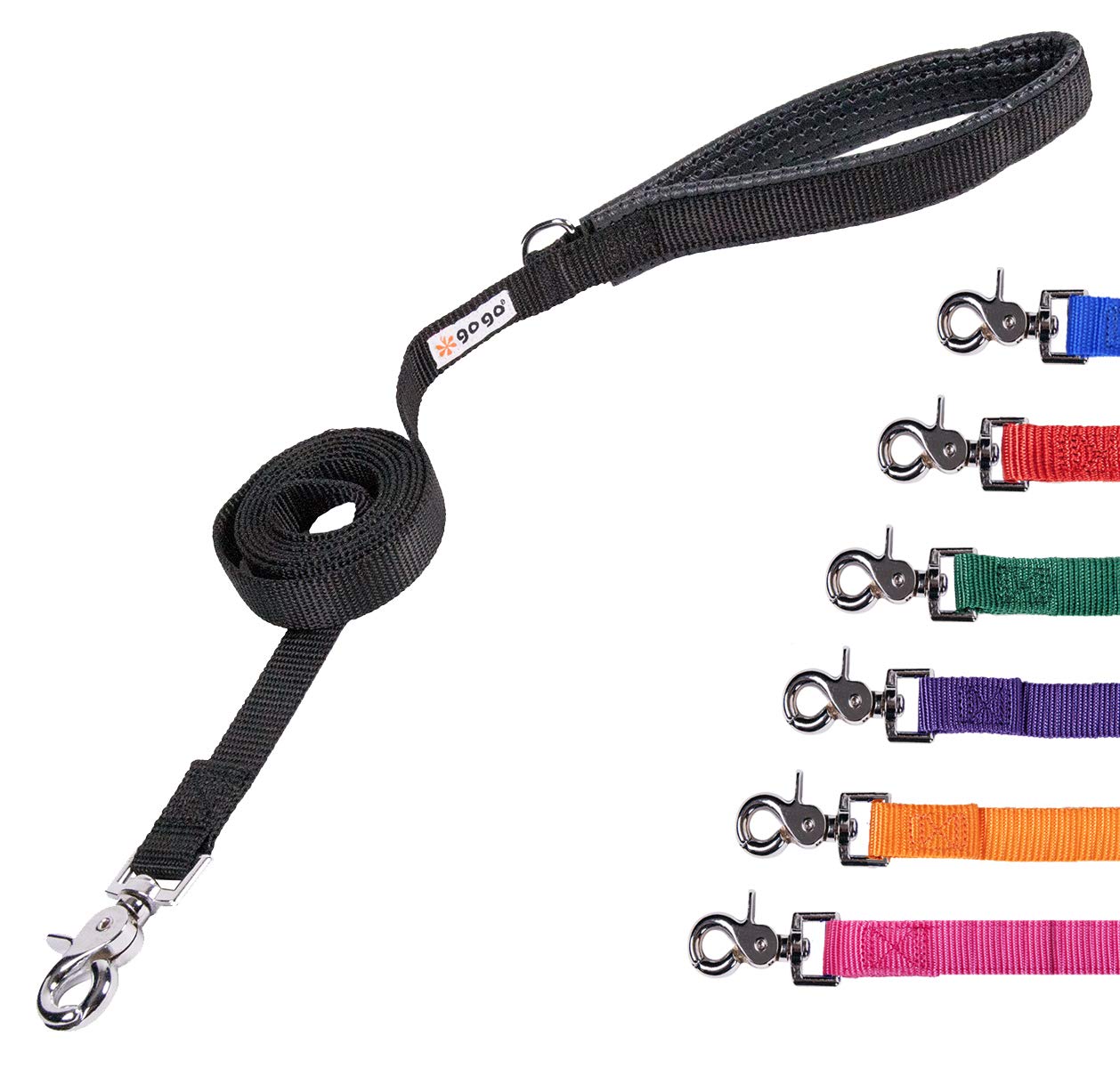Gogo Pet Products 5/8-Inch Wide Comfy Nylon Dog Leash, 6-Feet Long, Black