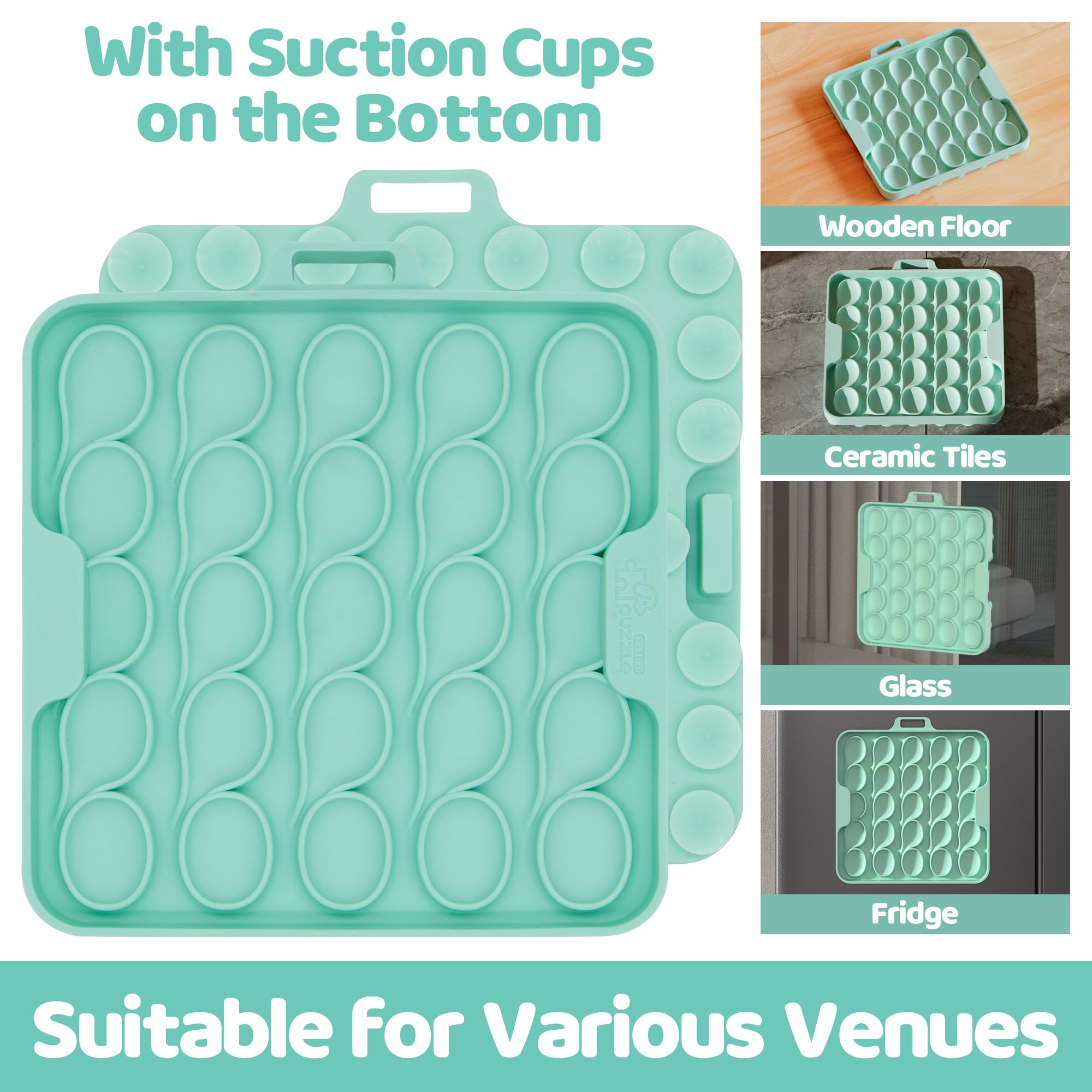 Puzzle Feeder Lick Mat For Dogs With Suction Cups, Freezable Slow Feeder, Connectable Edges For Multi-Pet Homes, Thick Dishwashe