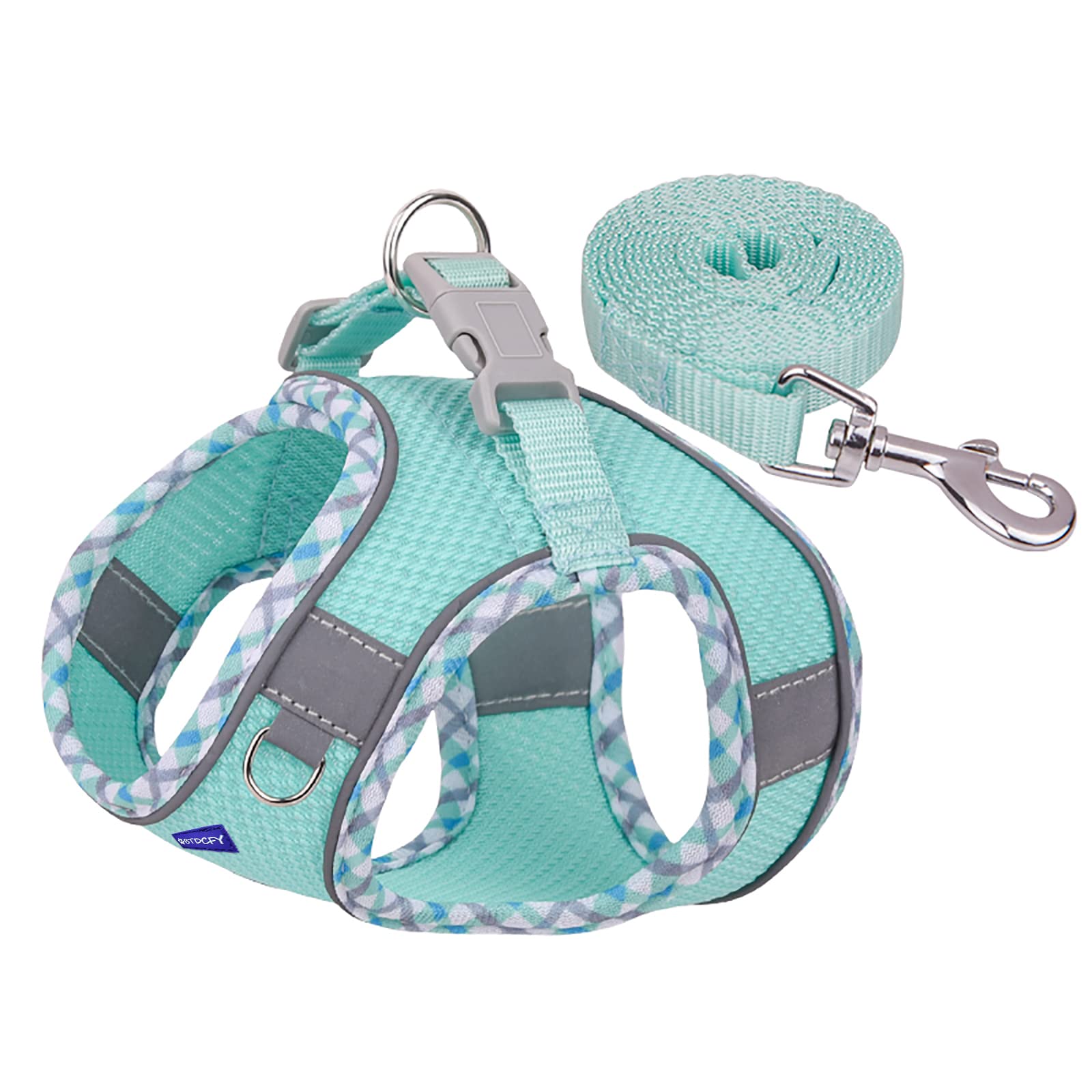 Btdcfy Step In Mesh Dog Harness And Leash Set - Breathable Air Mesh Reflective Escape Proof Vest - No Choke, Lightweight - Green