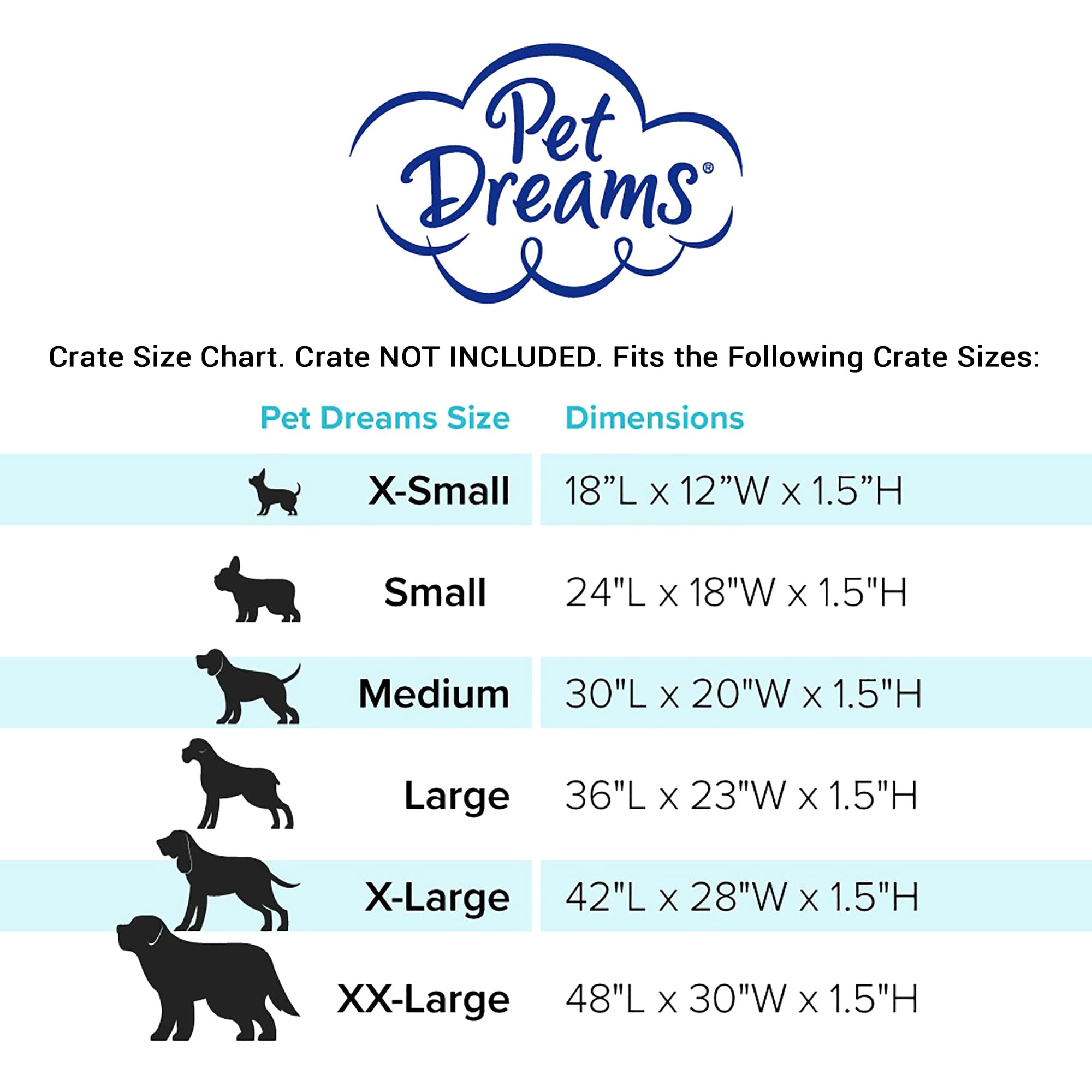 Pet Dreams Dog Crate Bed - Non Toxic Dog Bed, The Original Dog Crate Pad/Kennel Mat, Soft Dog Kennel Bed, Reversible Crate Mats For Dog Cages, Dog Crate Pads Washable (Blue, Small 24 Inch Crate Pad)