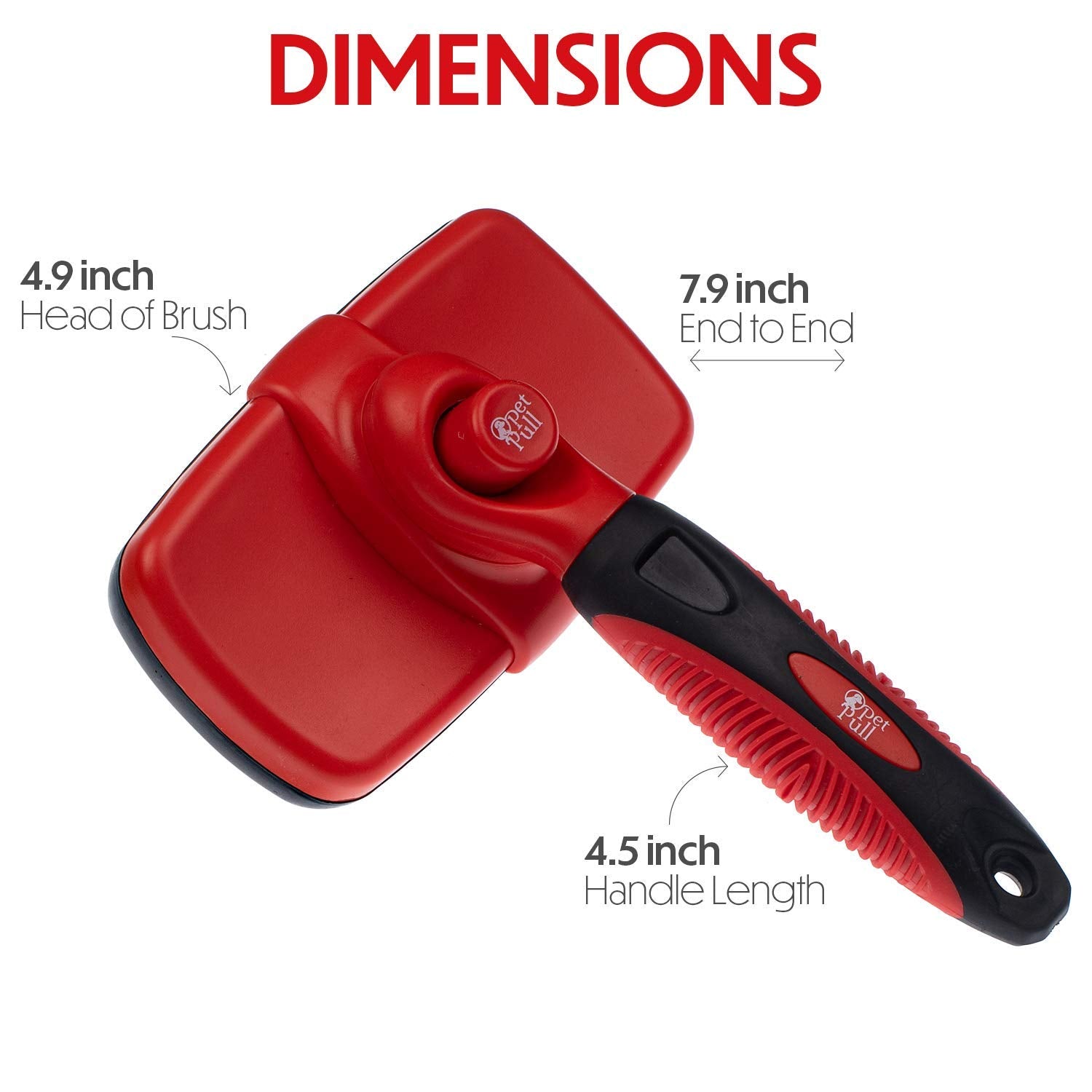 Pet Pull Self Cleaning Slicker Brush For Cat And Dog Coat - Detangler Dog Brush For Shedding & Grooming - Super Easy To Clean Deshedding Grooming Tool Removes Loose Pet Hair, Mats And Tangles (Red)
