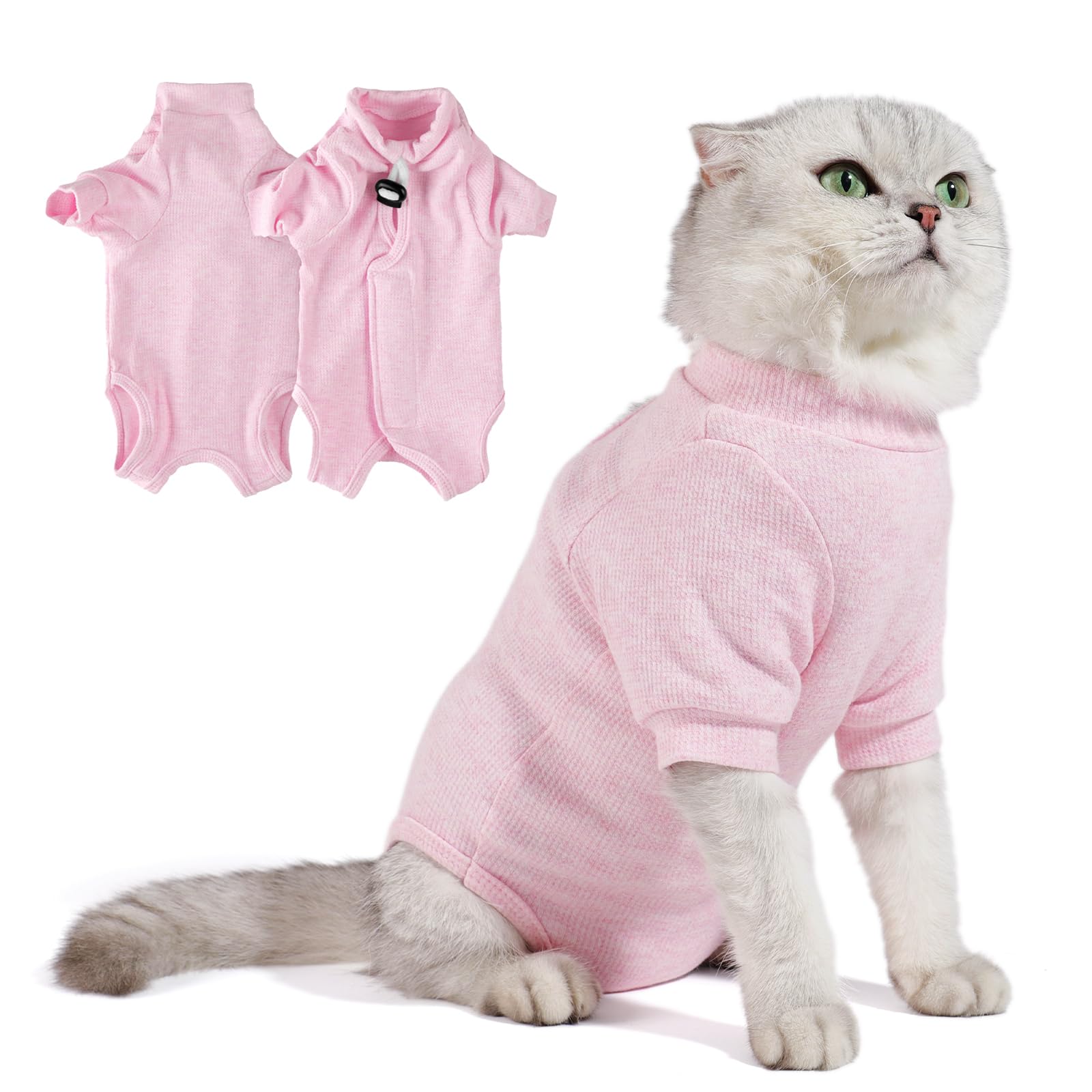 Leotrag Breathable Cat Recovery Suit For Female/Male, Anti-Licking Kitten Onesie - Cat Surgery Pajamas With Sleeve After Spay, P
