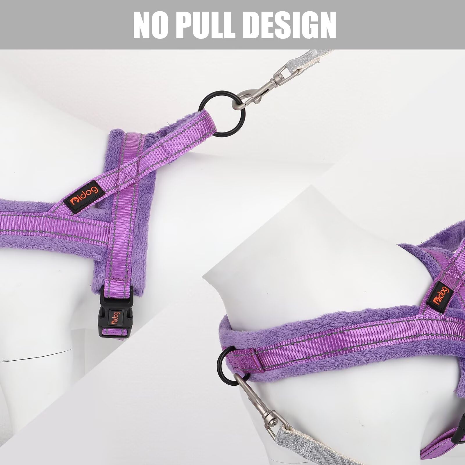 Didog Soft Flannel Padded Dog Vest Harness,Escape Proof/Quick Fit Reflective Dog Strap Harness, Easy For Training Walking(S:Ches