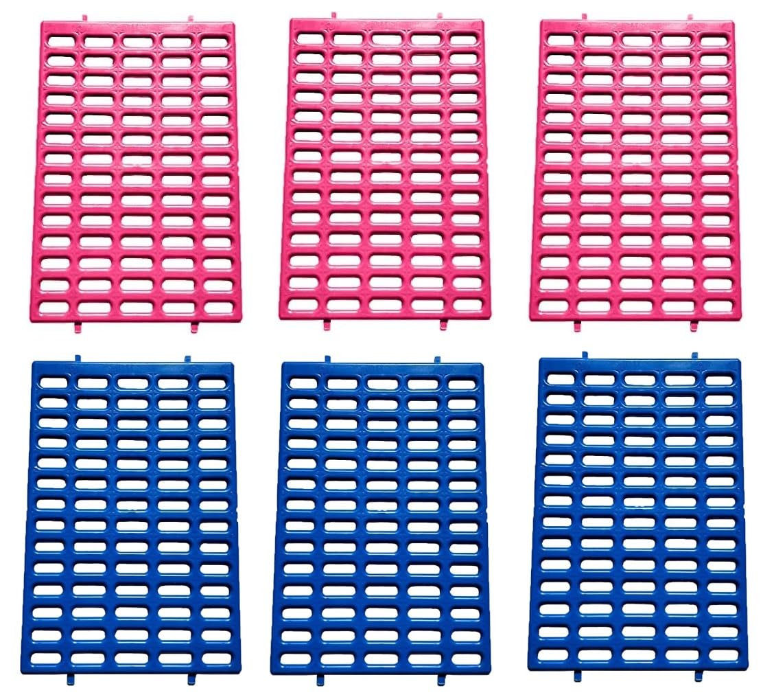 Saguaro Acres Rabbit and Small Animal Cage Resting Mat for Wire Floored Cages - Pack of 6 (Pink and Blue)