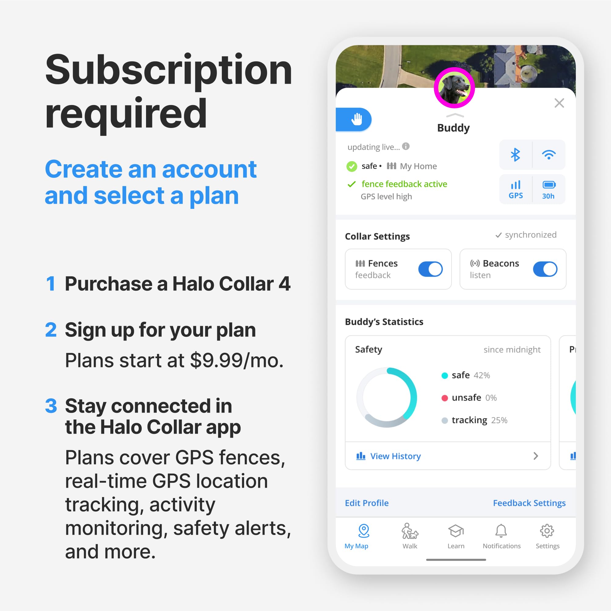 Halo Collar 4, All New Gps Wireless Dog Fence & Dog Training Collar With Gps Tracker, Subscription Required, Waterproof, One Siz
