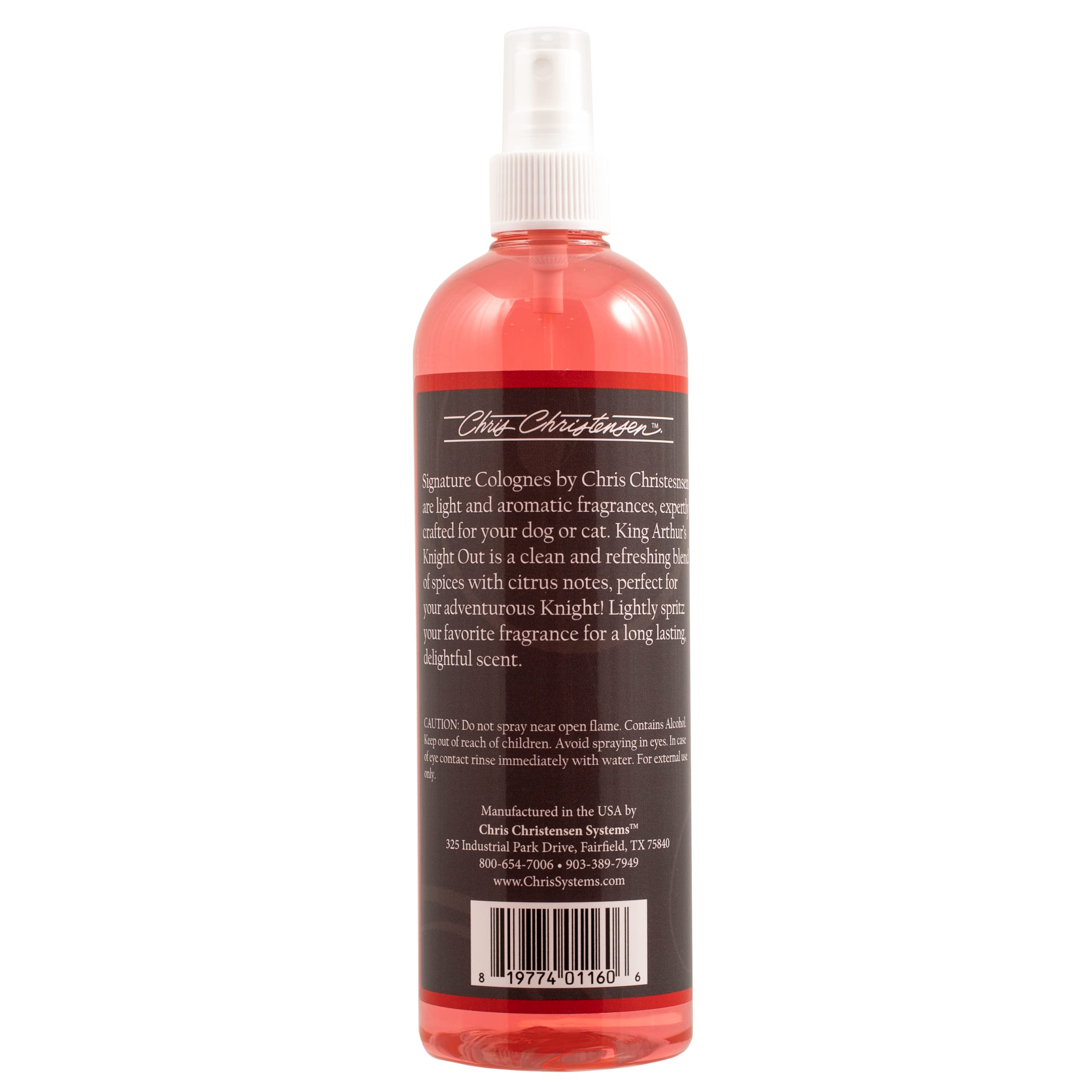 Chris Christensen King Arthur's Knight Out Pet Cologne, 16 oz, Long Lasting Designer Fragrance for Dogs and Cats, Red