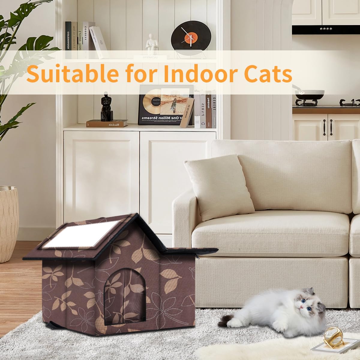 Large Outdoor Cat House Weatherproof, Houses For Outdoor Cats Feral, Collapsible Outside Cat House With Windproof Door, Diy Card