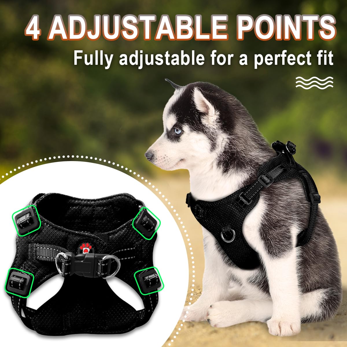 Dog Harness Step In Dog Vest Harness, Reflective Adjustable Puppy No Pull Harness Breathable Soft For Small And Medium Dogs,Cats