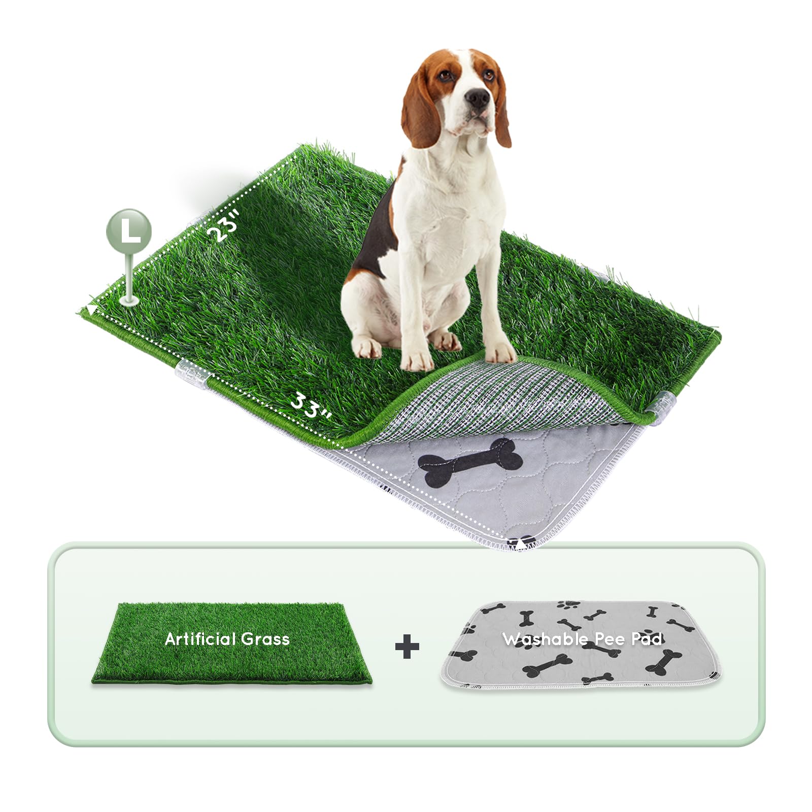 Hq4Us 4Legs Dog Pee Grass With Washable Pee Pads For Dog Litter Box, Large Ultra-Absorbent Artificial Grass Pads For Dogs Potty 