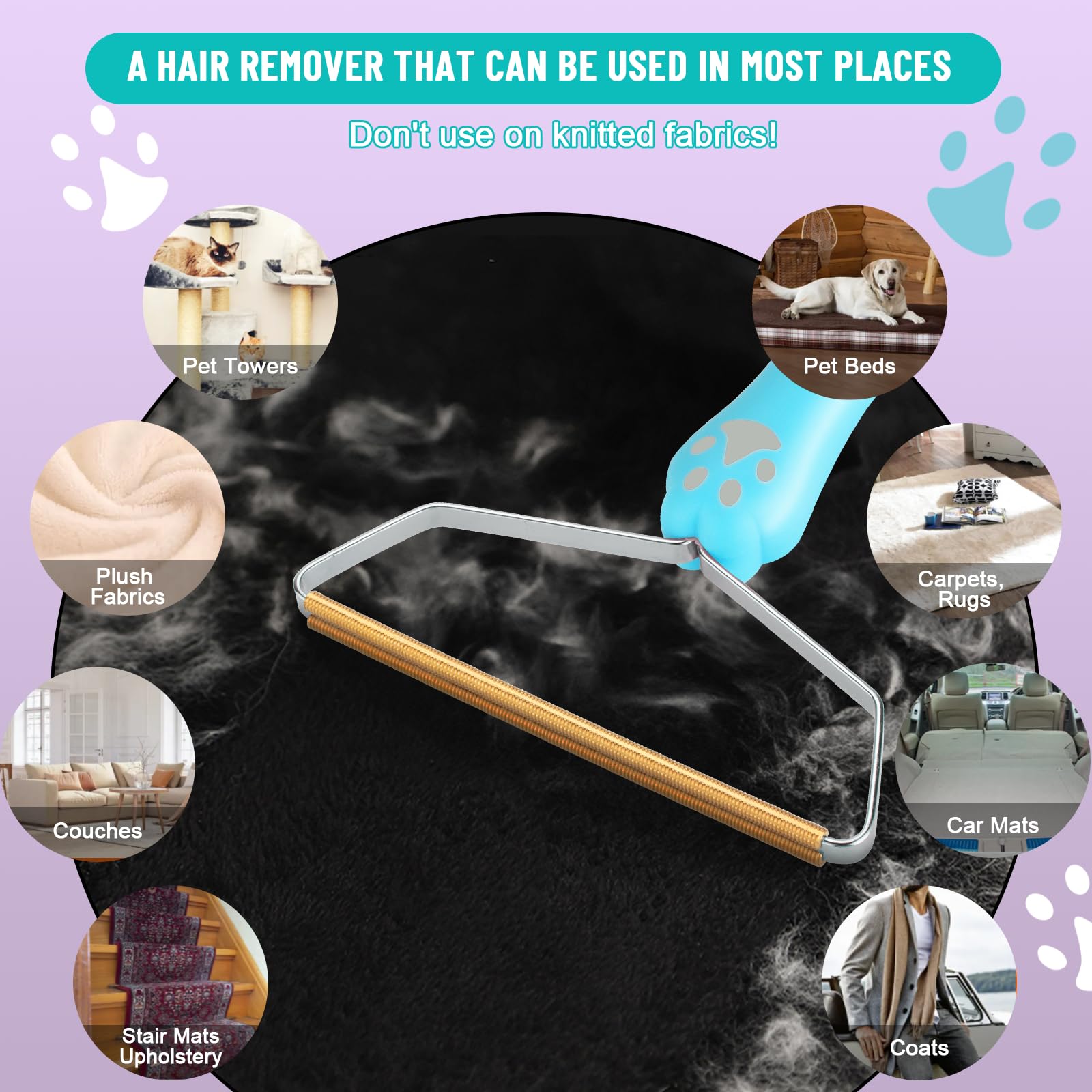 Qiguet Pet Hair Remover Dog Hair Remover - Cat Hair Remover Furniture,Carpet Rake,Pet Hair Removal Tool,Pet Hair Remover For Couch,Pet Towers,Floor Mats & Rugs - Unique Carpet Scraper & Fur Remover