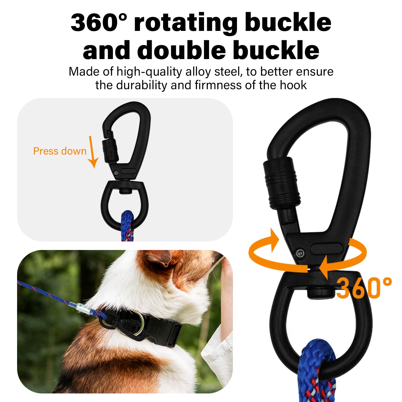 Zhoma 4/5/6 Ft Chew Proof Dog Leashes With Comfortable Handle, Steel Cable Lead For Control Large Or Medium Dogs Walk And Train,