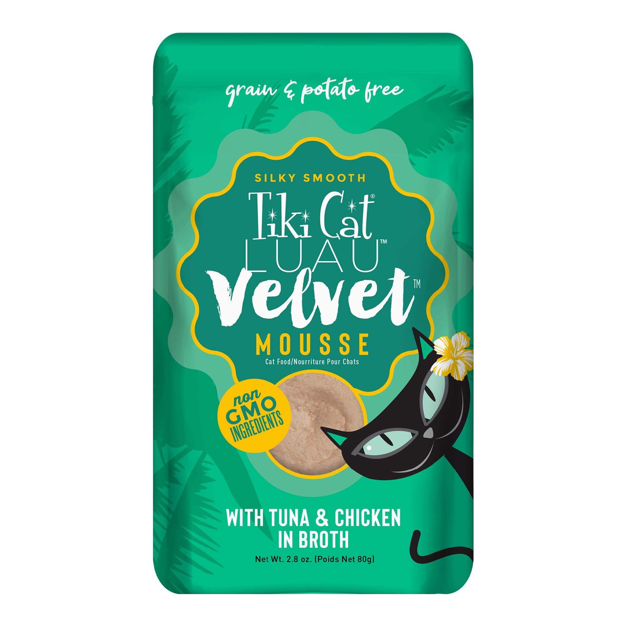 Tiki Pets Tiki Cat Velvet Mousse Grain-Free Wet Food with a Silky-Smooth Texture for Adult Cats & Kittens, 2.8oz, 12pk, Tuna & C