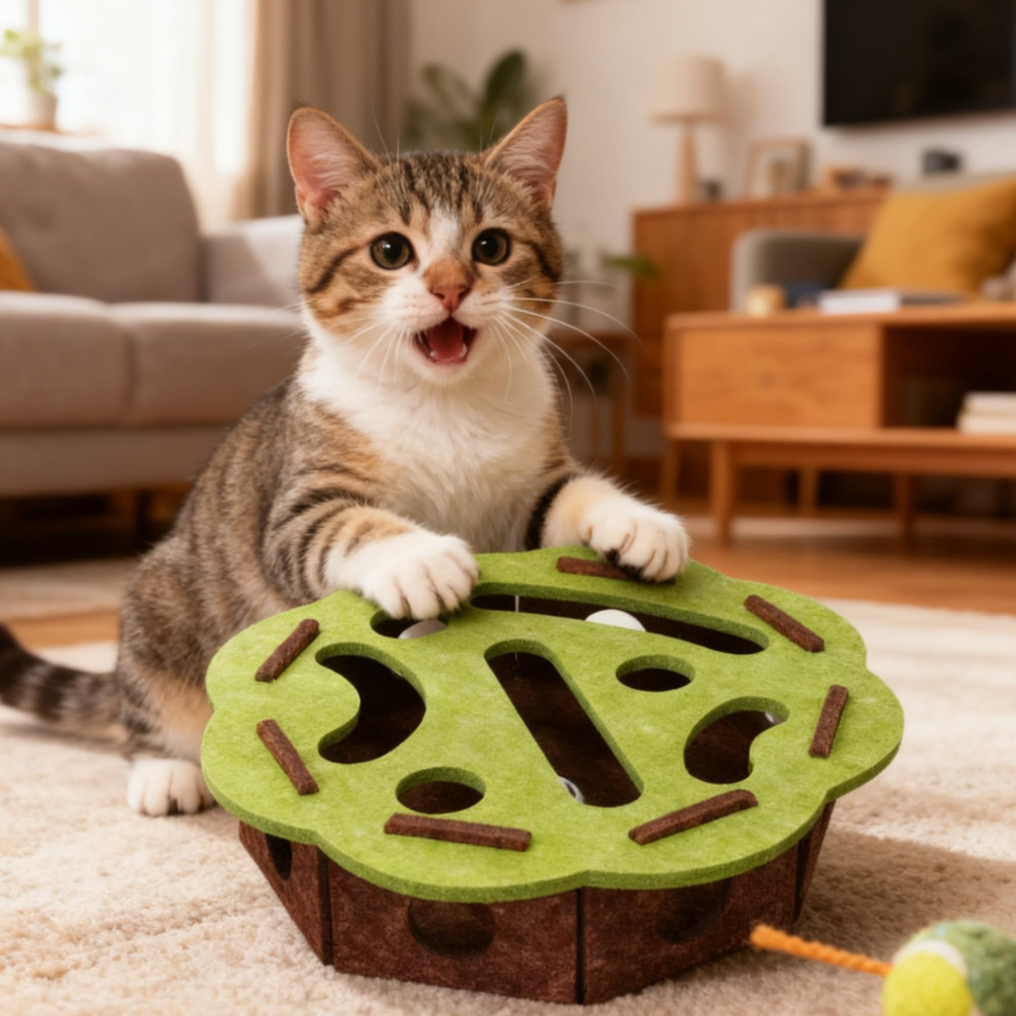 Cat Scratch Puzzle Enrichment Box, Cat Nail File Enrichment Box, Interactive Cats Toy Puzzle Toys for Indoor Cats Scratching and