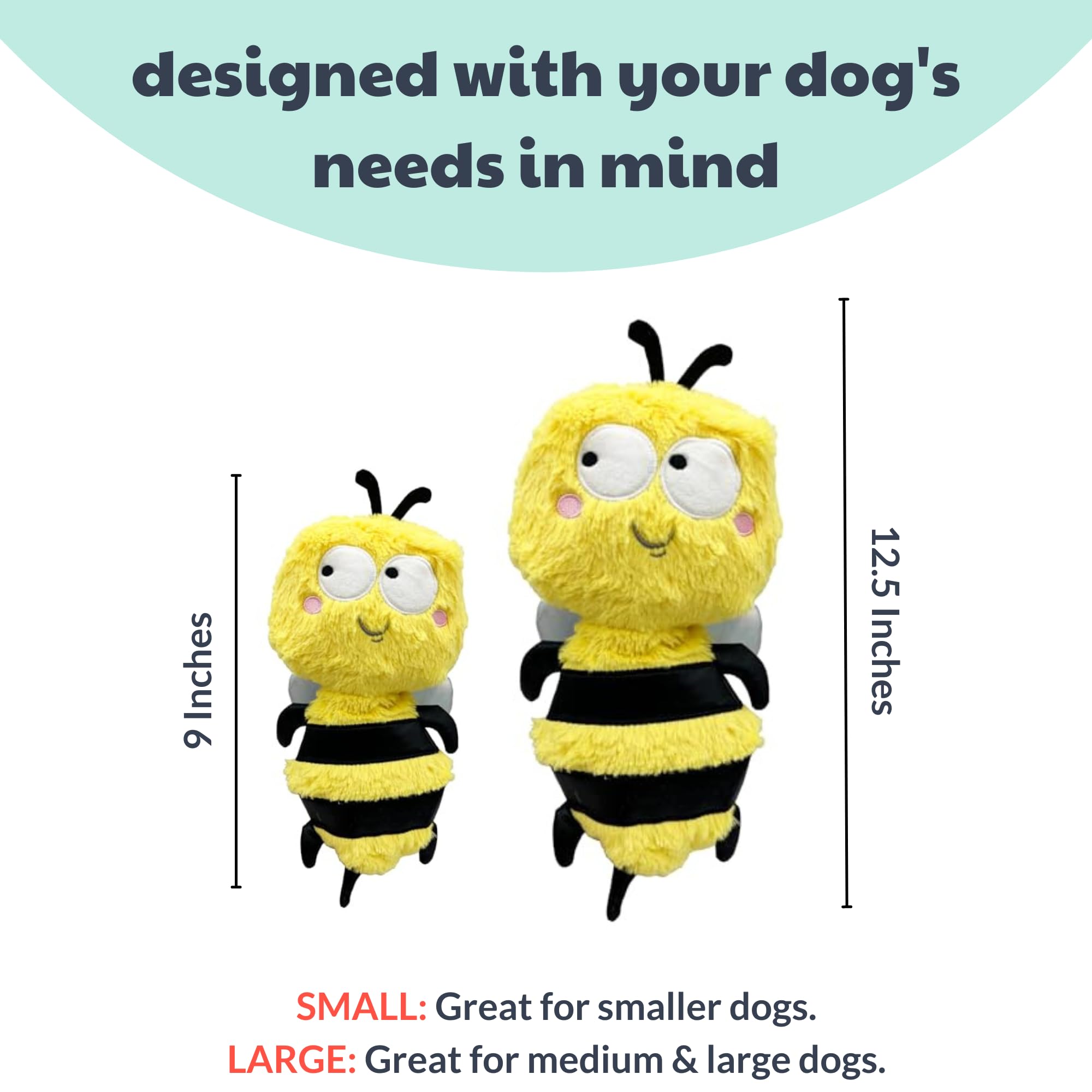 Huxley & Kent Slappies For Dogs - Buzz Bee (Small) - Squeak & Shake Dog Toy - No Stuff Squeaky Toy, Tpr Ball In Head - Simulates