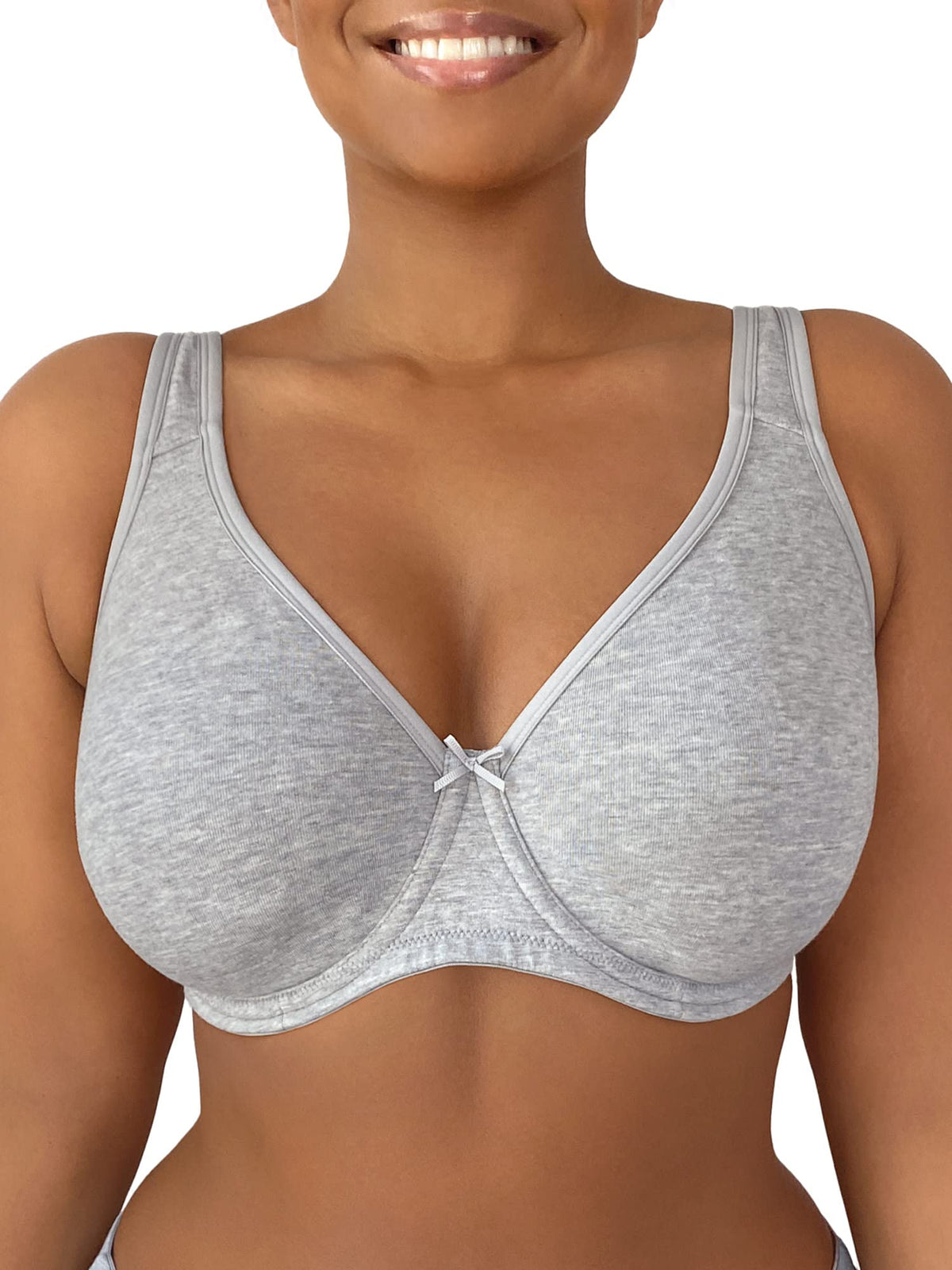 Fruit Of The Loom Womens Plus-Size Cotton Unlined Underwire Bra, Heather Grey, 46Dd