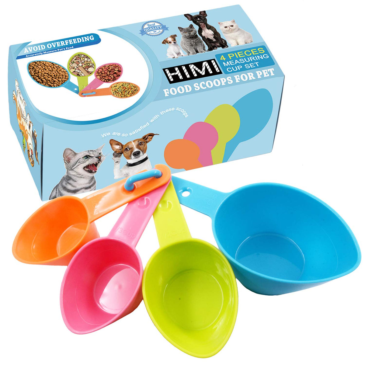 Hinmay Pet Food Scoops Plastic Measuring Cups Set For Dog Cat And Bird Food (Random Color)