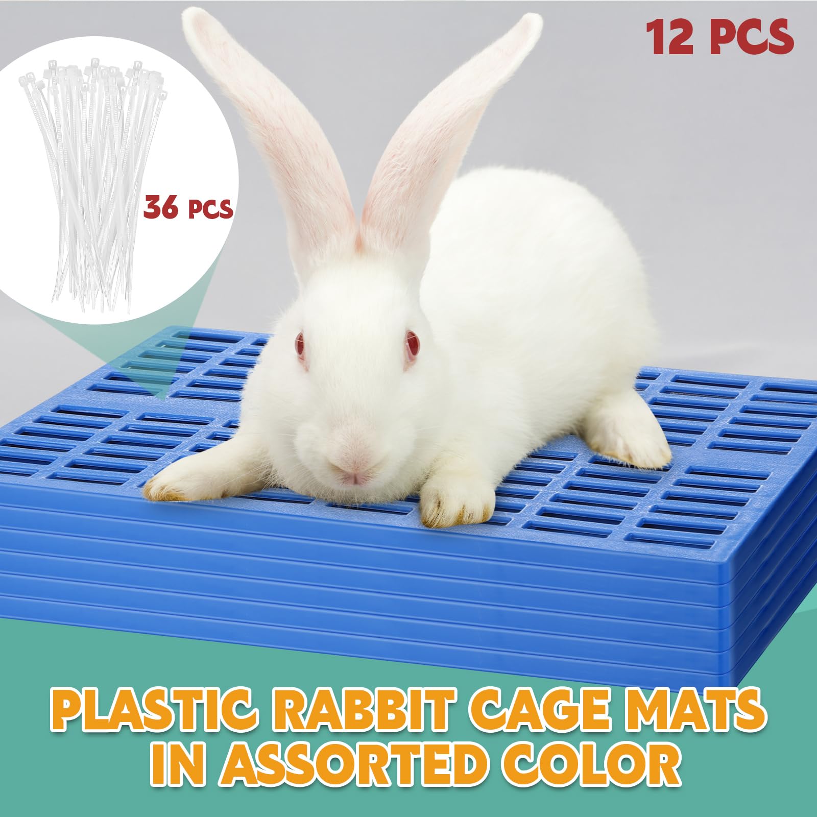 Kigley 12 Pcs Plastic Rabbit Cage Mat, Rabbit Floor Mat Foot Resting Pads For Small Animal Hamster Chinchilla Rat Guinea Pig, Ma