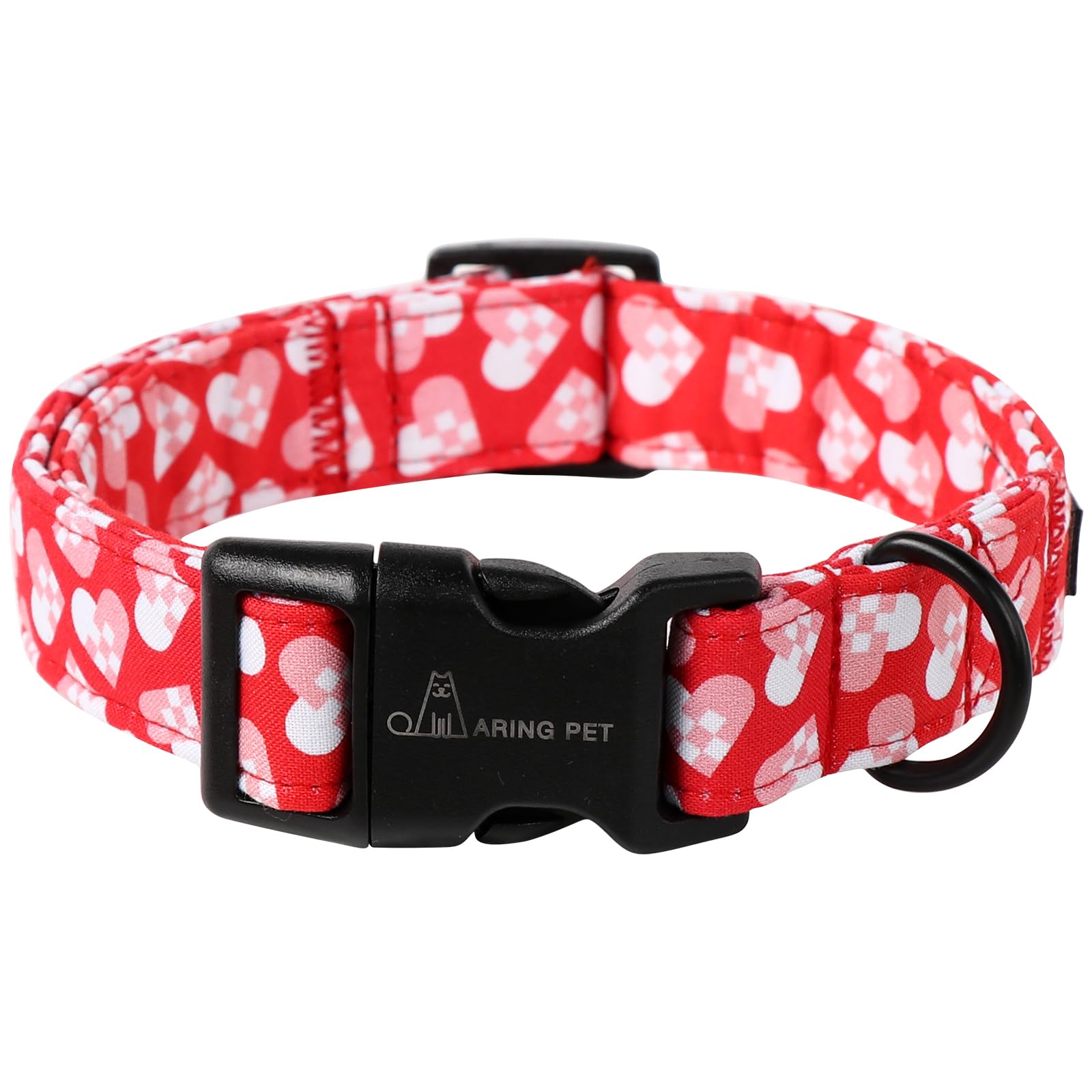 Aring Pet Valentine'S Day Dog Collar-Cotton Heart Dog Collars, Adjustable Valentine Heart Pet Collars Puppy Collar With Quick Re