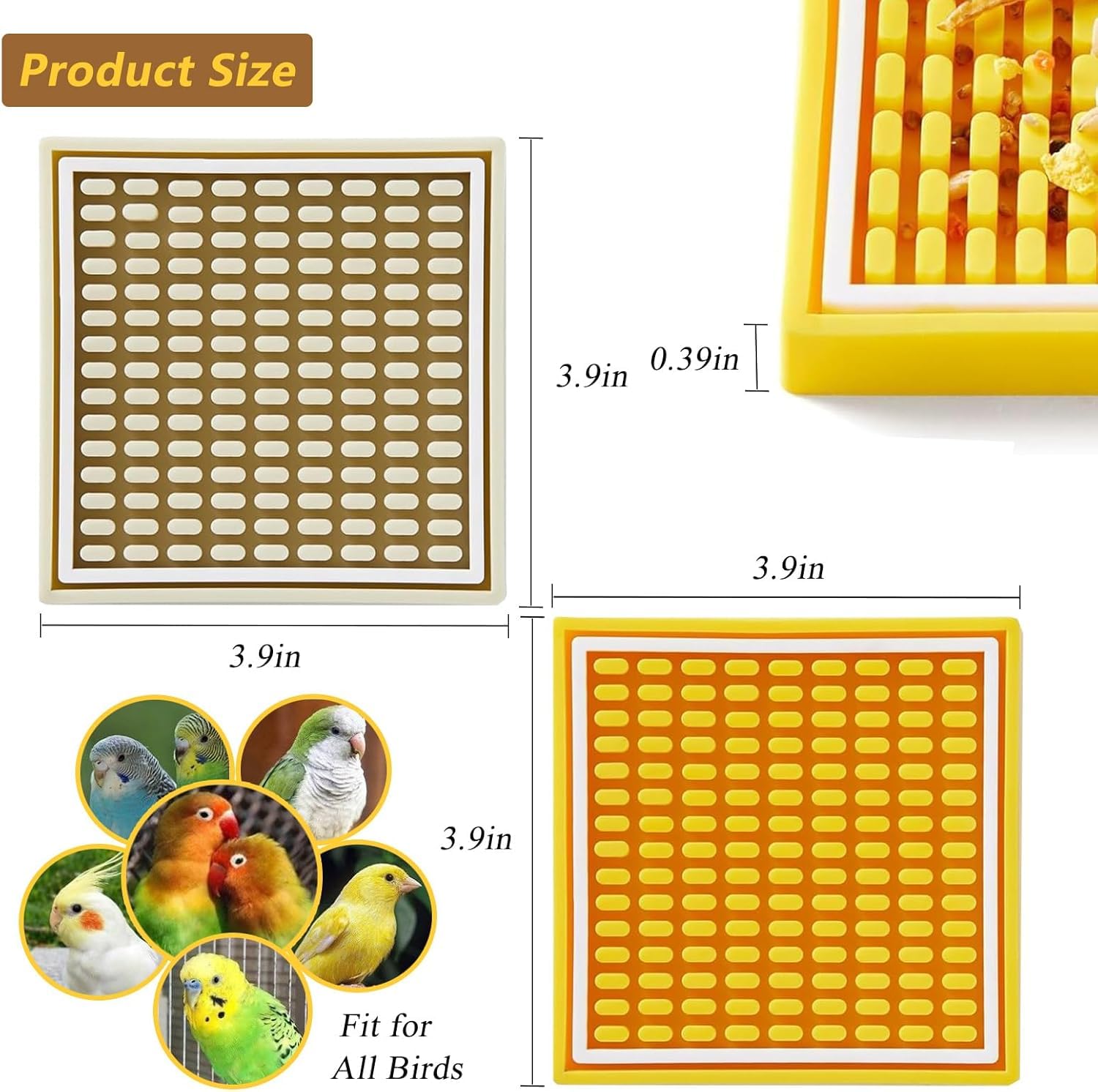 Parrot Foraging Toys, 2 Pcs Bird Feeder Foraging Mats, Interactive 2Pcs Bird Foraging Toys Puzzle to Increase Feeding Time Cage