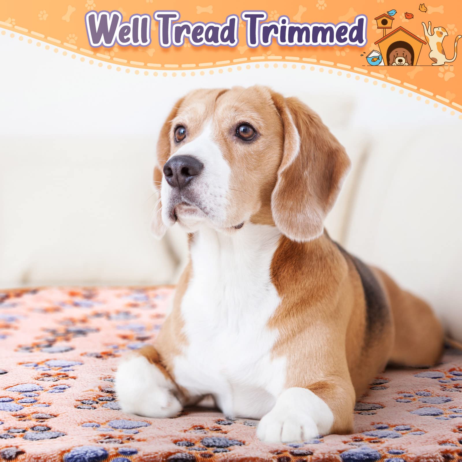 Tatuo 4 Pcs Dog Blanket For Pet Puppy Teething Toys Paw Print Fleece Blanket For Pet Cat Soft Warm Sleep Mat Guinea Pig Cage Mat