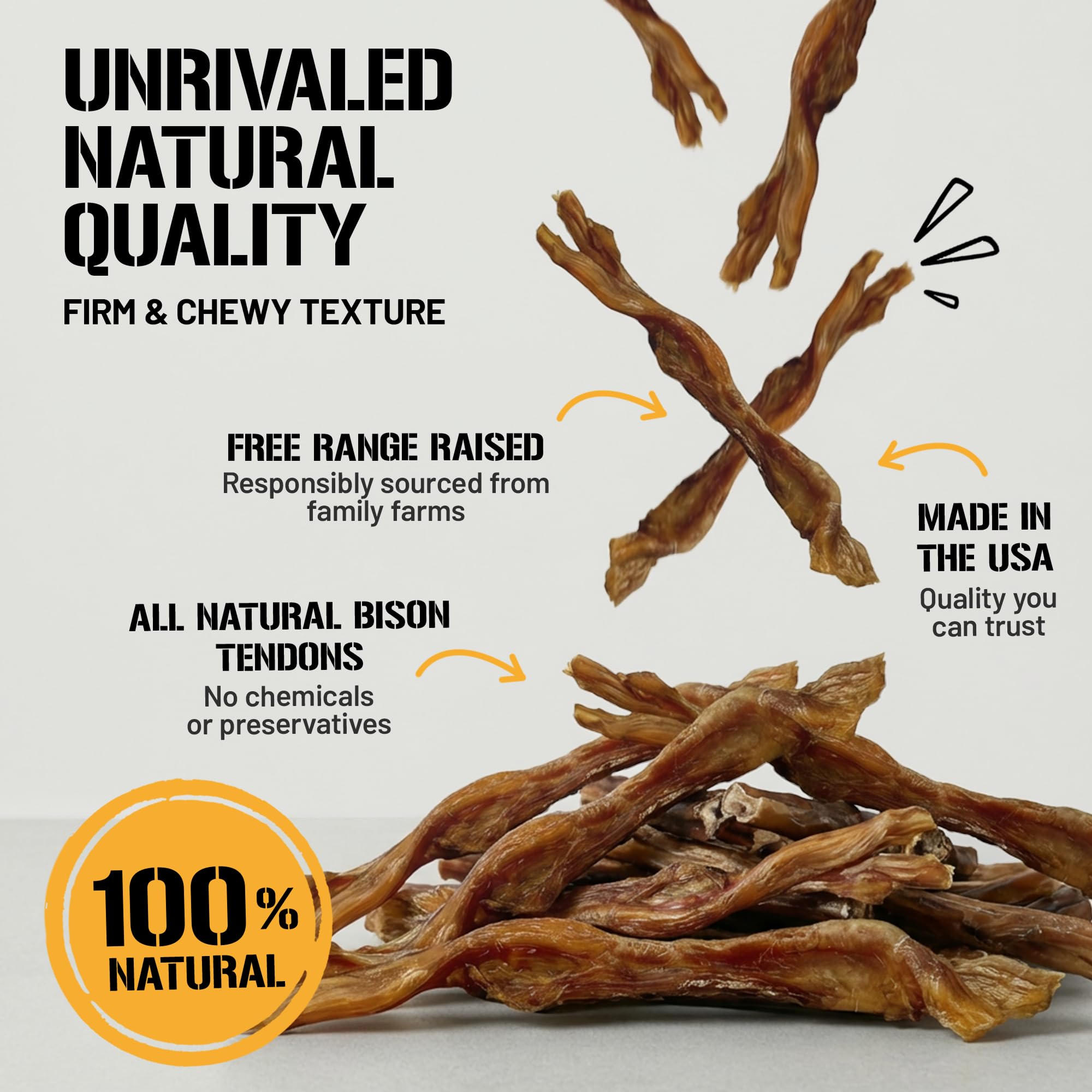 Dog Chits Beef Tendons XL for Dogs and Puppies | Thick Cut | Meaty Cuts | Grass Fed Beef | 9-11 inch | 6 Pack | All Natural Trea