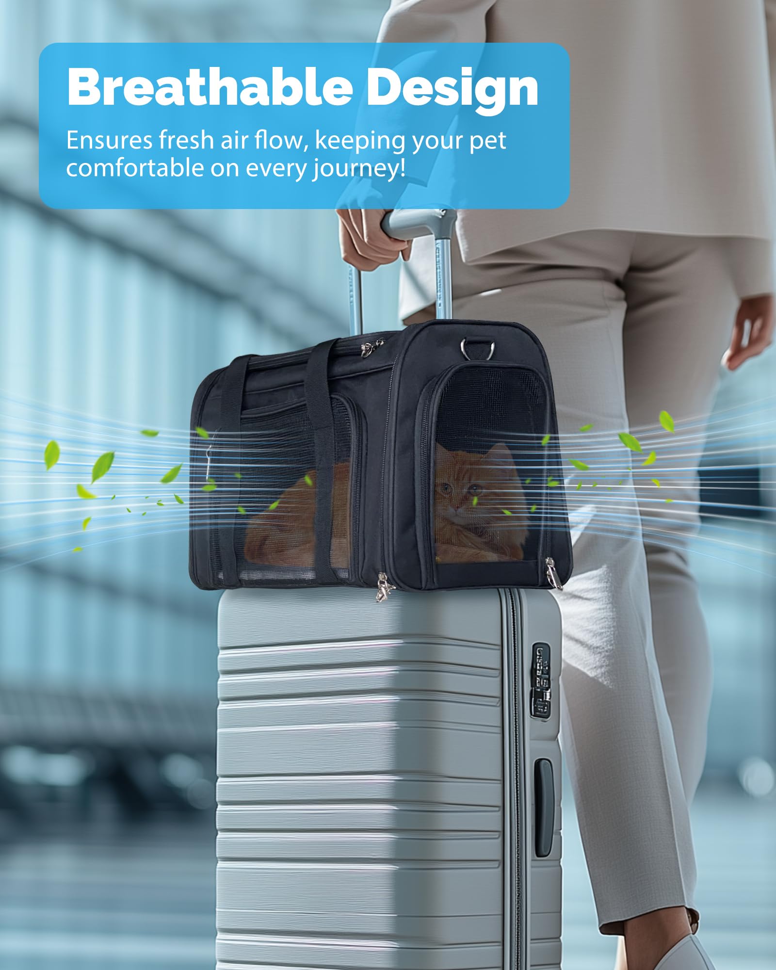 L&W Bros. Airline Approved Cat Carrier - Soft Sided Pet Travel Bag For Cats And Small Dogs Under 16 Lbs Tsa Approved Pet Carrier