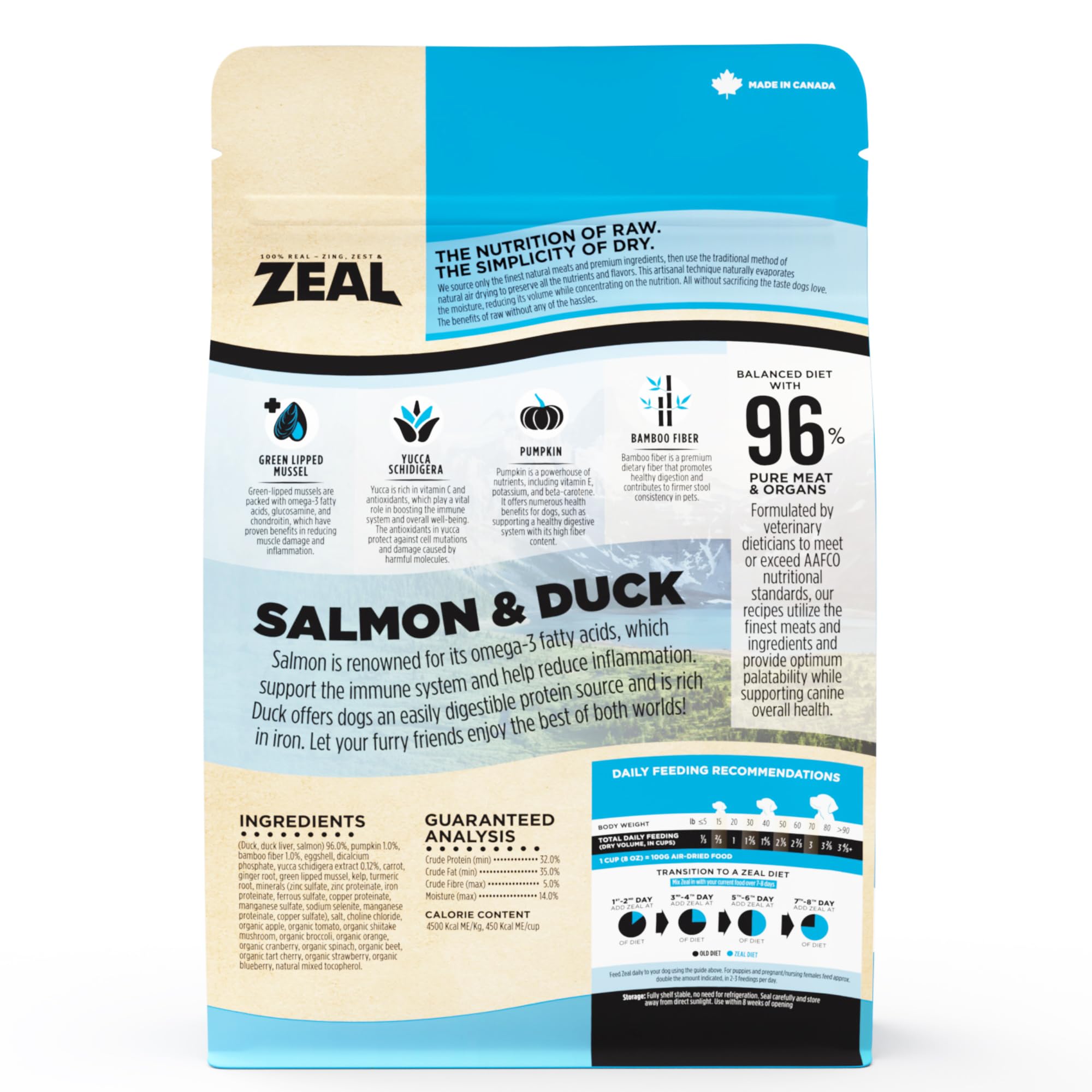 ZEAL Air-Dried Salmon & Duck Dog Food - Grain Free, Omega-3 Rich, 1 lb
