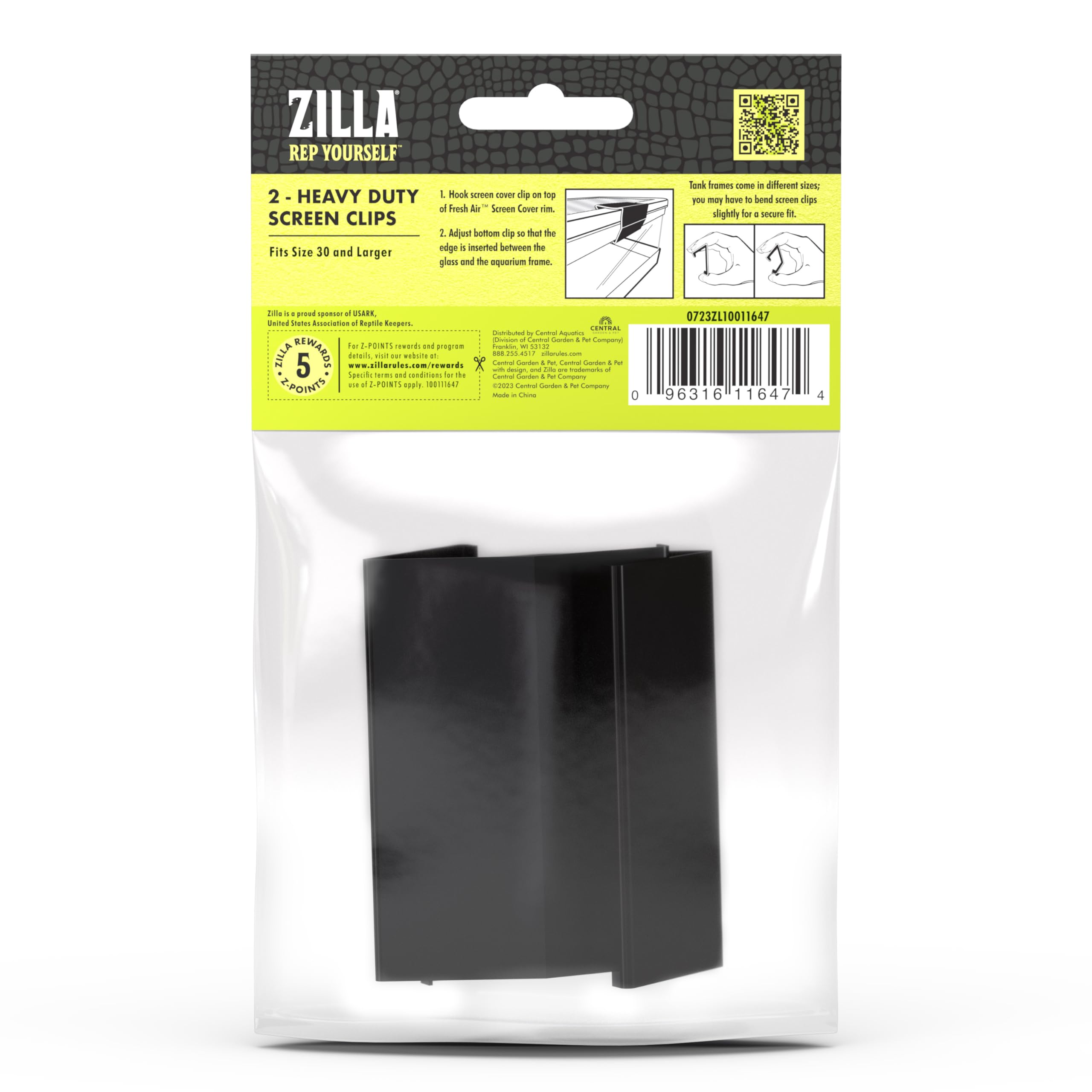 (2 Pack) Zilla Reptile Terrarium Covers Heavty Duty Screen Clips, Large 30Gallon Or Larger, 2 Clips Each