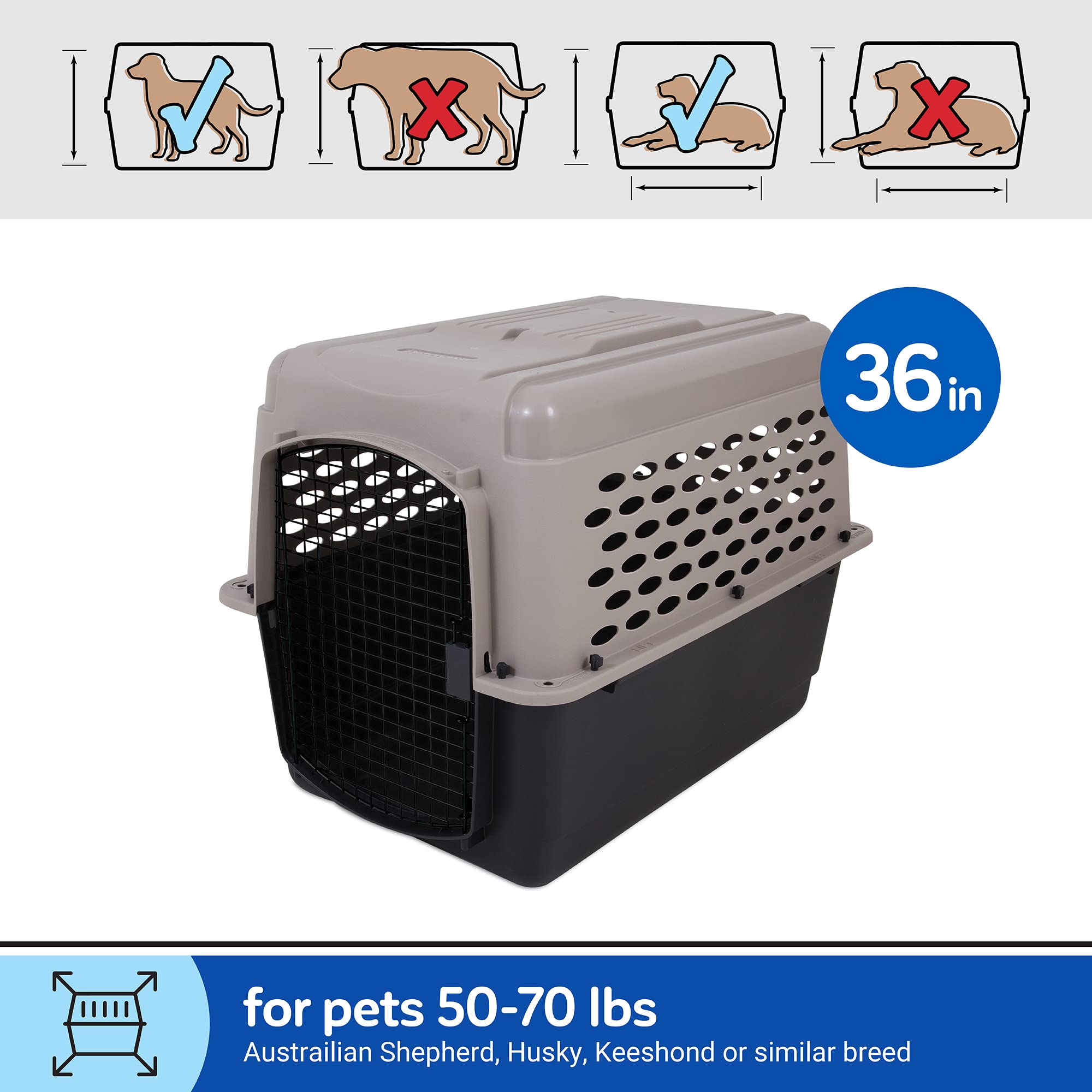 Petmate Vari Dog Kennel - Portable Dog Carriers & Crates for Large Dogs, Airline-Friendly, Durable Plastic, Pet Carrier For Home