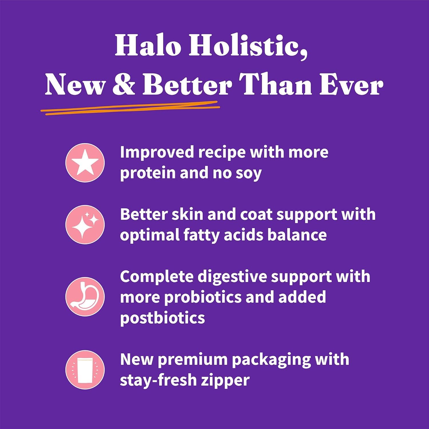 Halo Holistic Dog Food Wild Caught Salmon & Whitefish Formula, Healthy Grains Dry Dog Food, Complete Digestive Health, Kibble fo