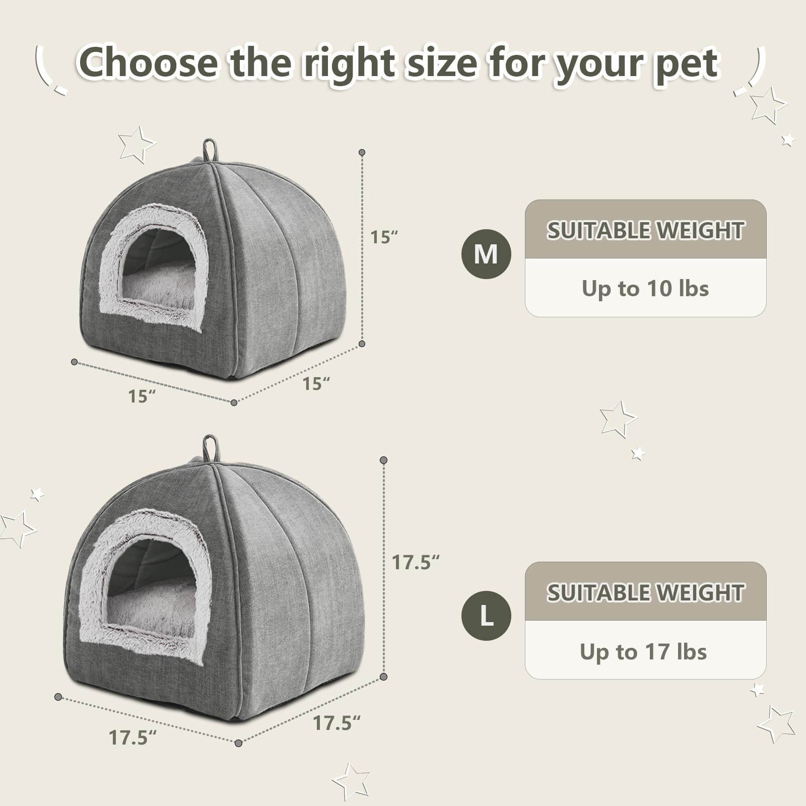 Cat Beds Cave-Cat Beds for Indoor Cats,Kittens and Small Pets,Soft and Warm Cat Tent Bed,Cat House,Cat Teepee,Foldable and Washa