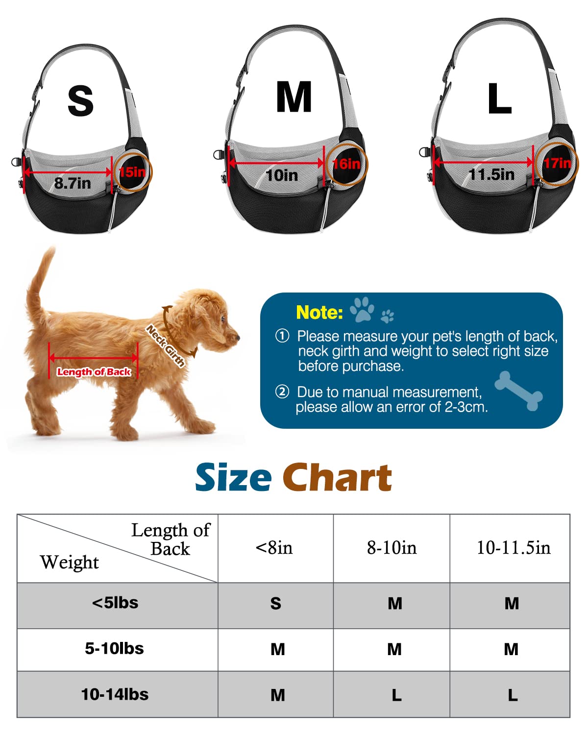 Pawaboo Dog Sling Carrier - Large Black Papoose with Adjustable Strap & Zipper Pocket, Breathable Mesh, Model CSDCDSV