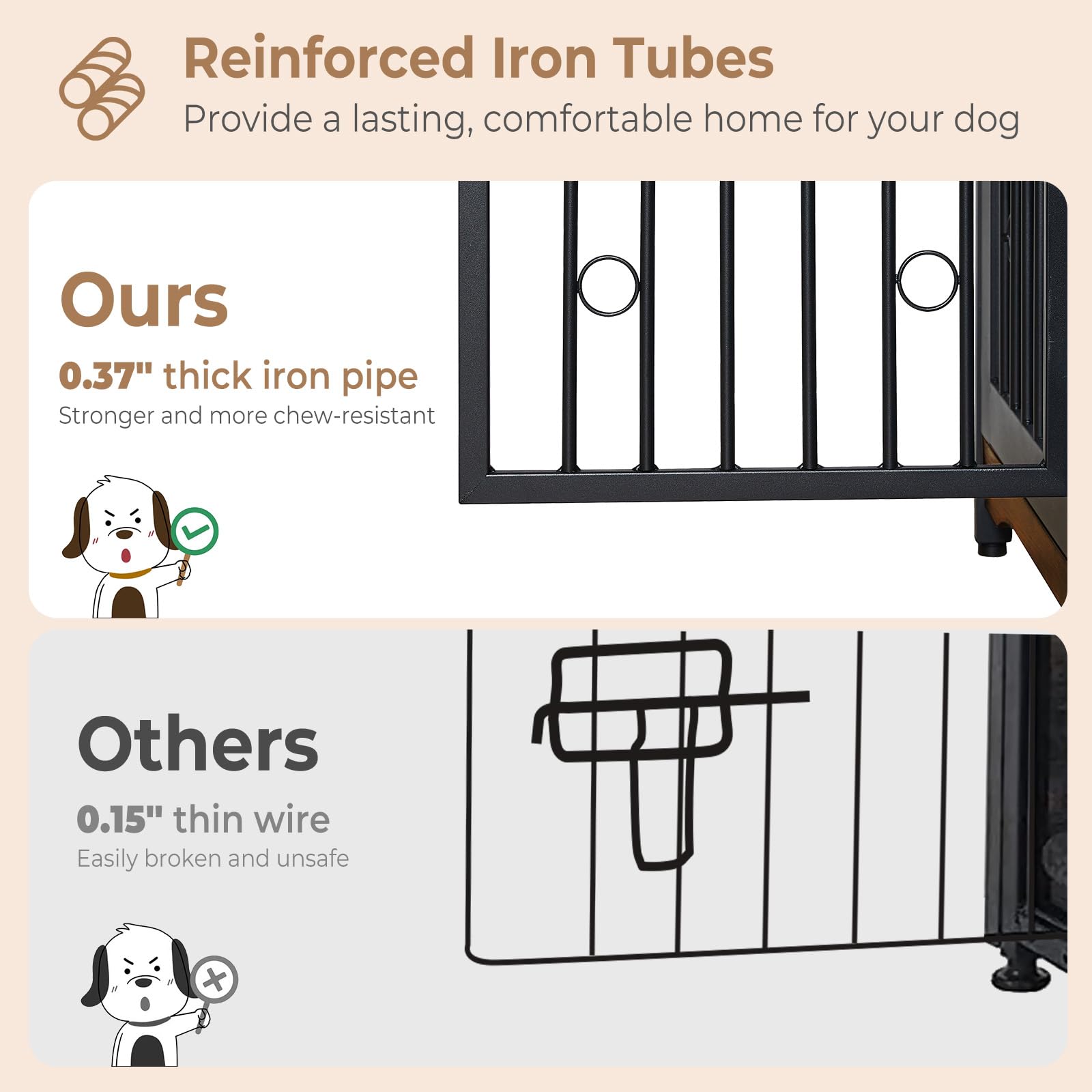 Lyromix 71 Dog Crate Furniture for 2 Large Medium Dogs, XXL Wooden Indoor Double Crate Kennel Cage Large Breed with Door, TV S