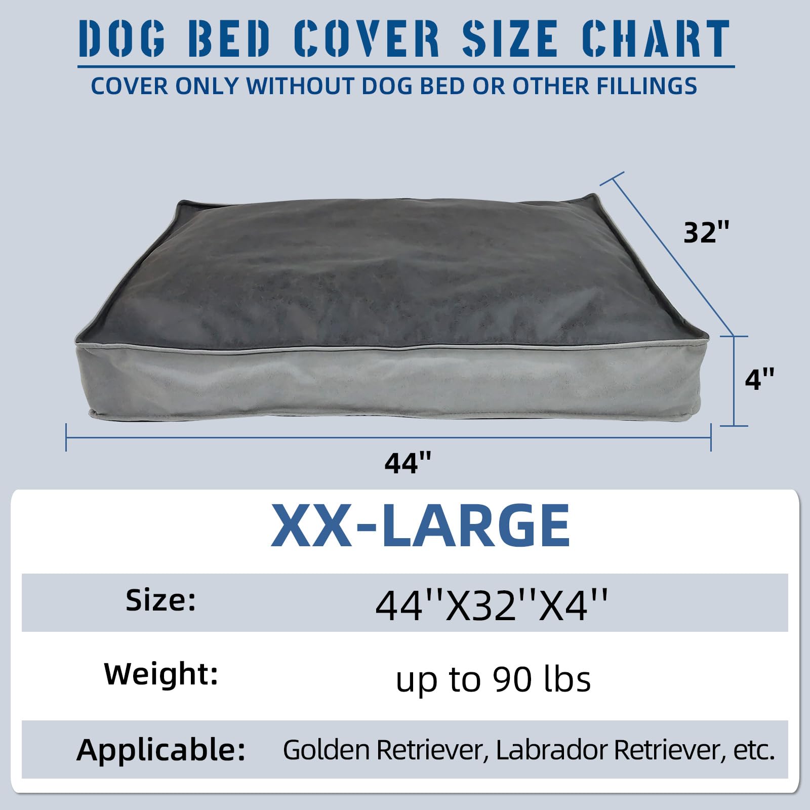 Lyund Dog Bed Cover, Comfortable And Quiet Dog Bed Covers For Pet Mat Bed,Washable Removable Cover,Faux Leather Pet Nest, 44'' L