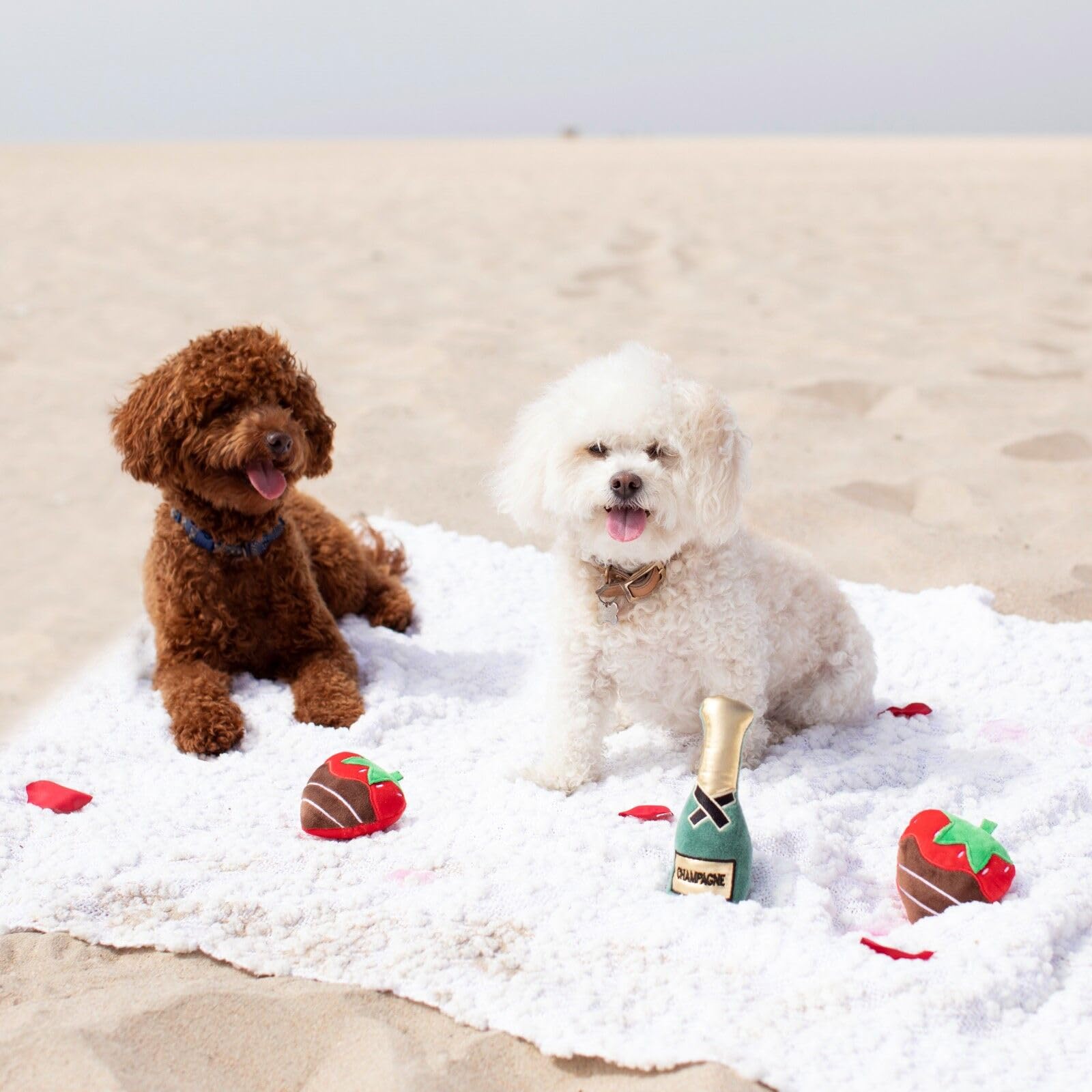 Fringe Studio Plush Dog Toy Set, Champagne Strawberry, 3 Piece Set, For Small Dogs (289482)