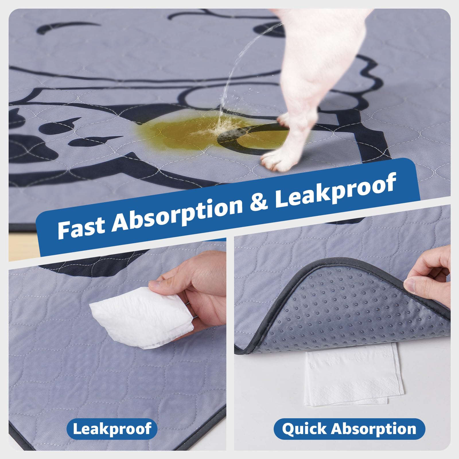 2 Pack Washable Puppy Pads For Dogs: 41X41In Reusable Pee Pads With Absorbent Whelping Features - Waterproof Non-Slip Dog Rug Pr