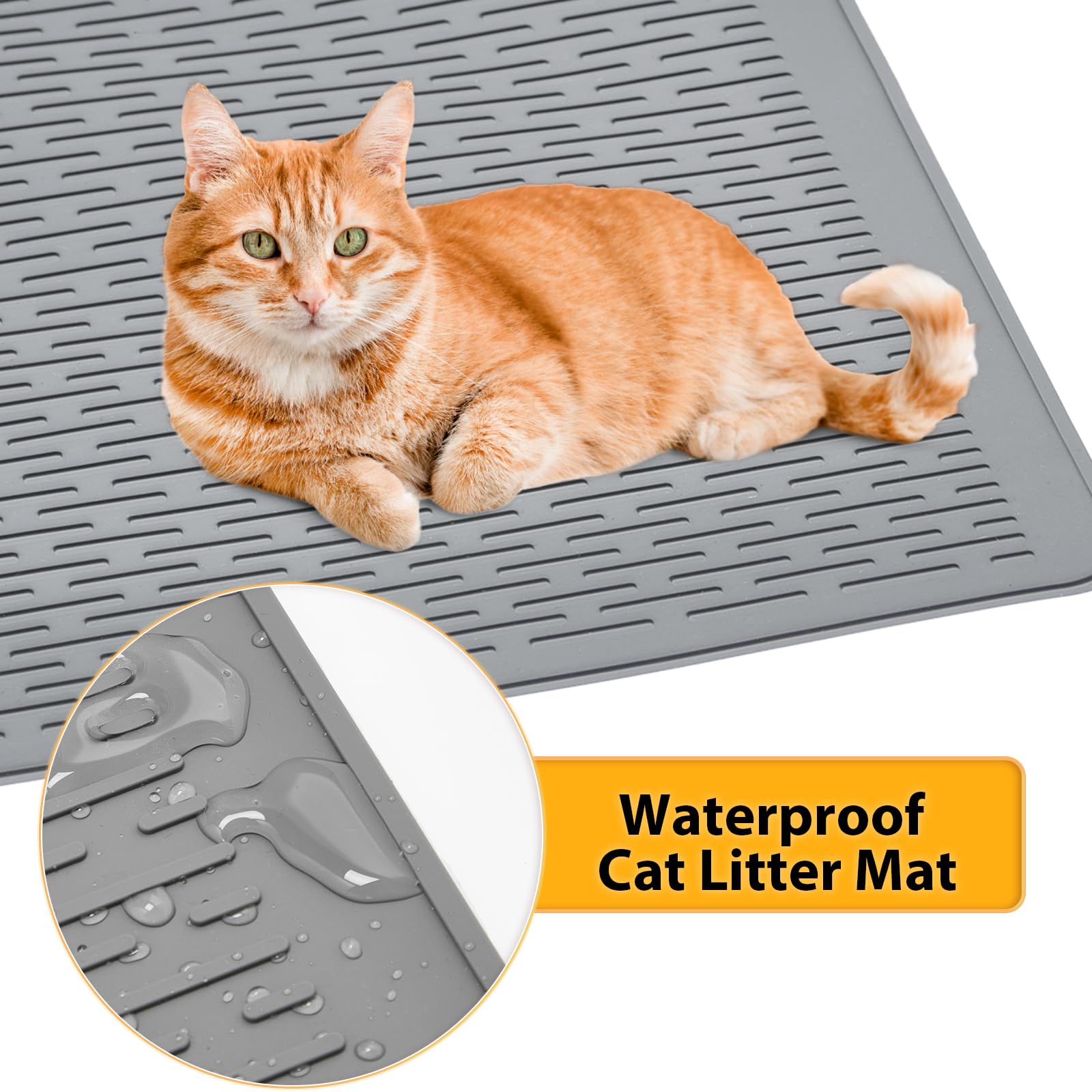 Colewin Cat Litter Mat,Waterproof Soft Litter Mat,39X27In Large Rubber Litter Box Mat,Washable Cat Litter Mat Litter Trapping Ma